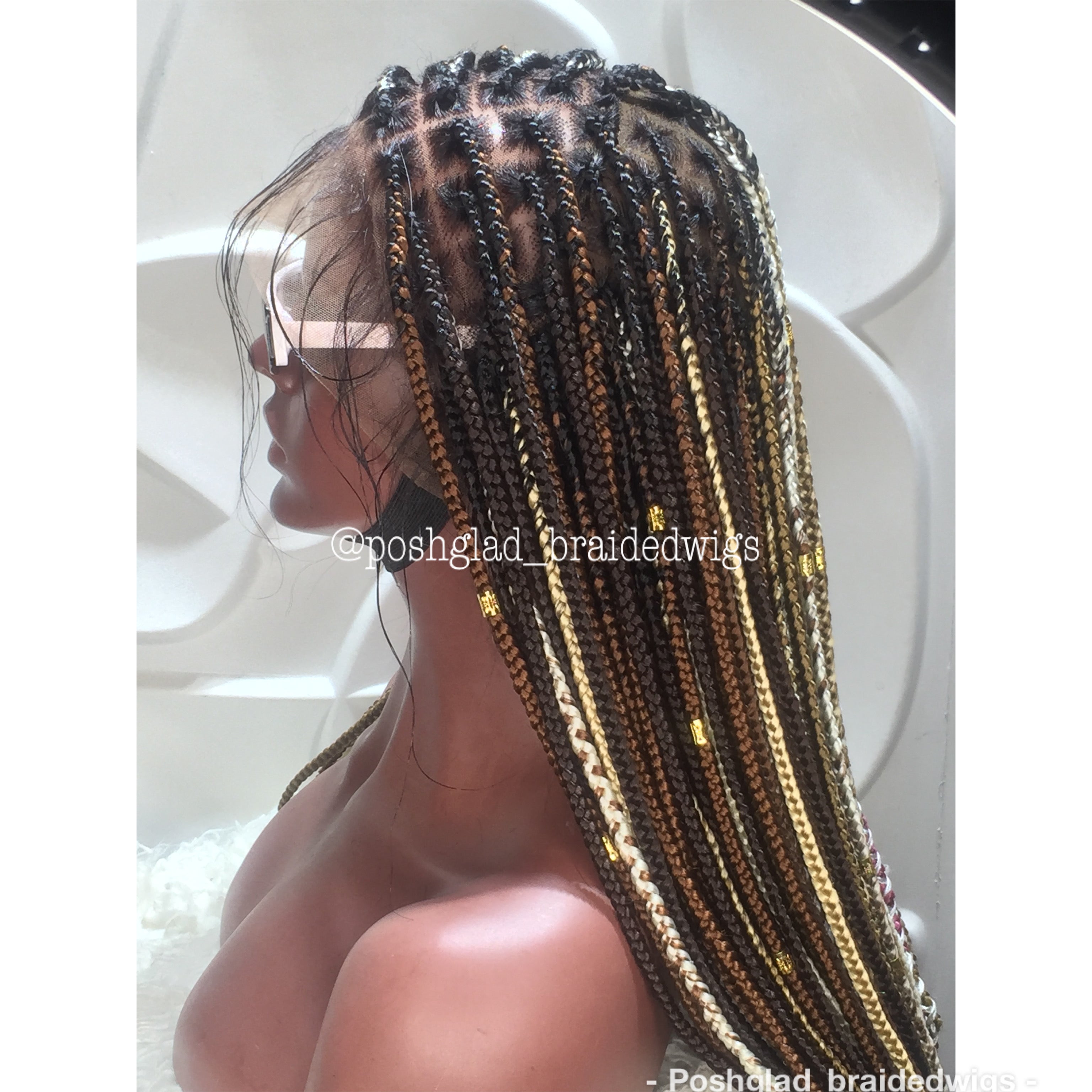 Shade Knotless Braid Wig - Multi Colors Swiss Full Lace Shade Knotless Braid Wig - Multi Colors Swiss Full Lace