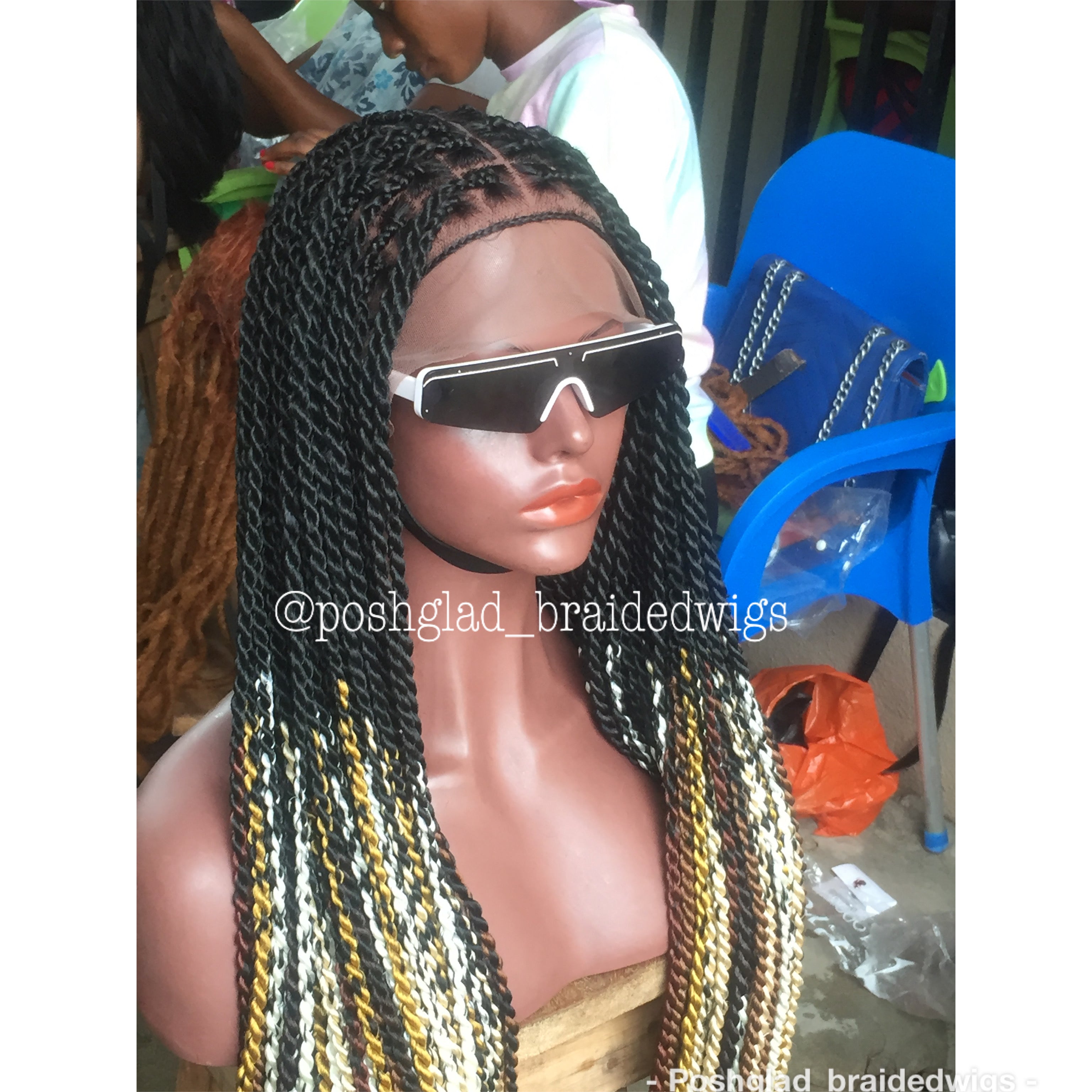 Knotless Braid Twist Wig, Multiple Color, Full Lace, Waist Length Knotless Braid Twist Wig, Multiple Color, Full Lace, Waist Length
