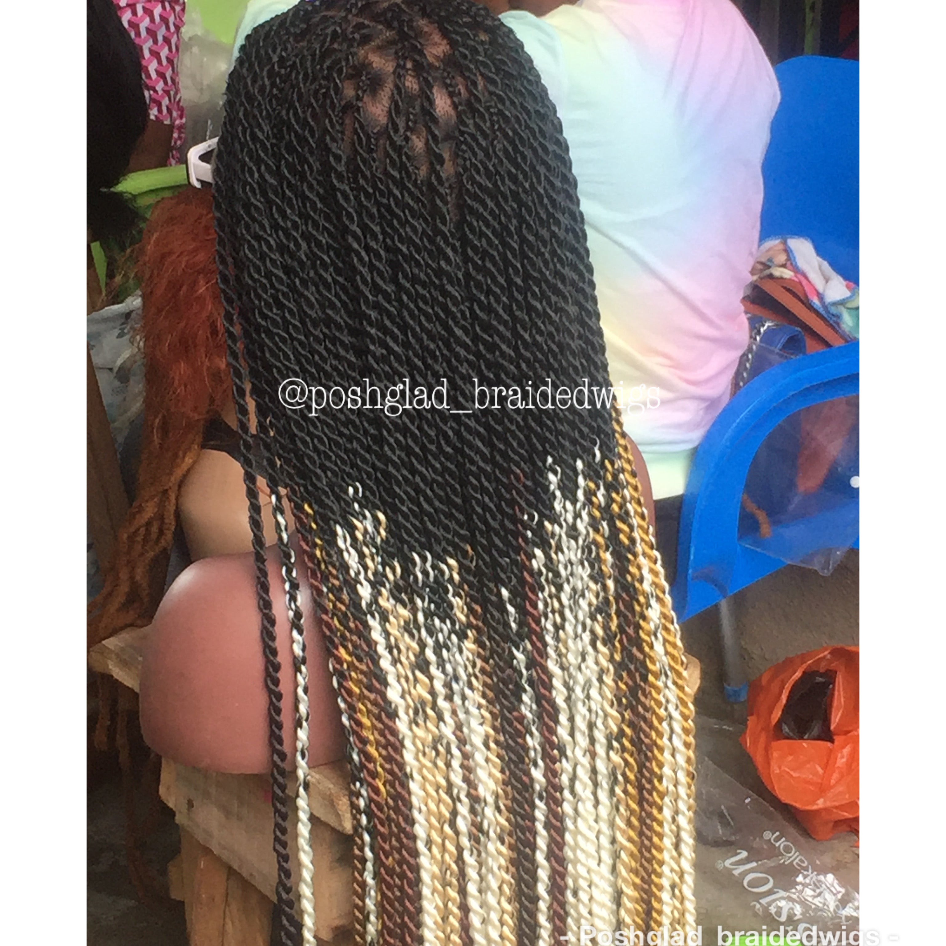 Knotless Braid Twist Wig, Multiple Color, Full Lace, Waist Length Knotless Braid Twist Wig, Multiple Color, Full Lace, Waist Length