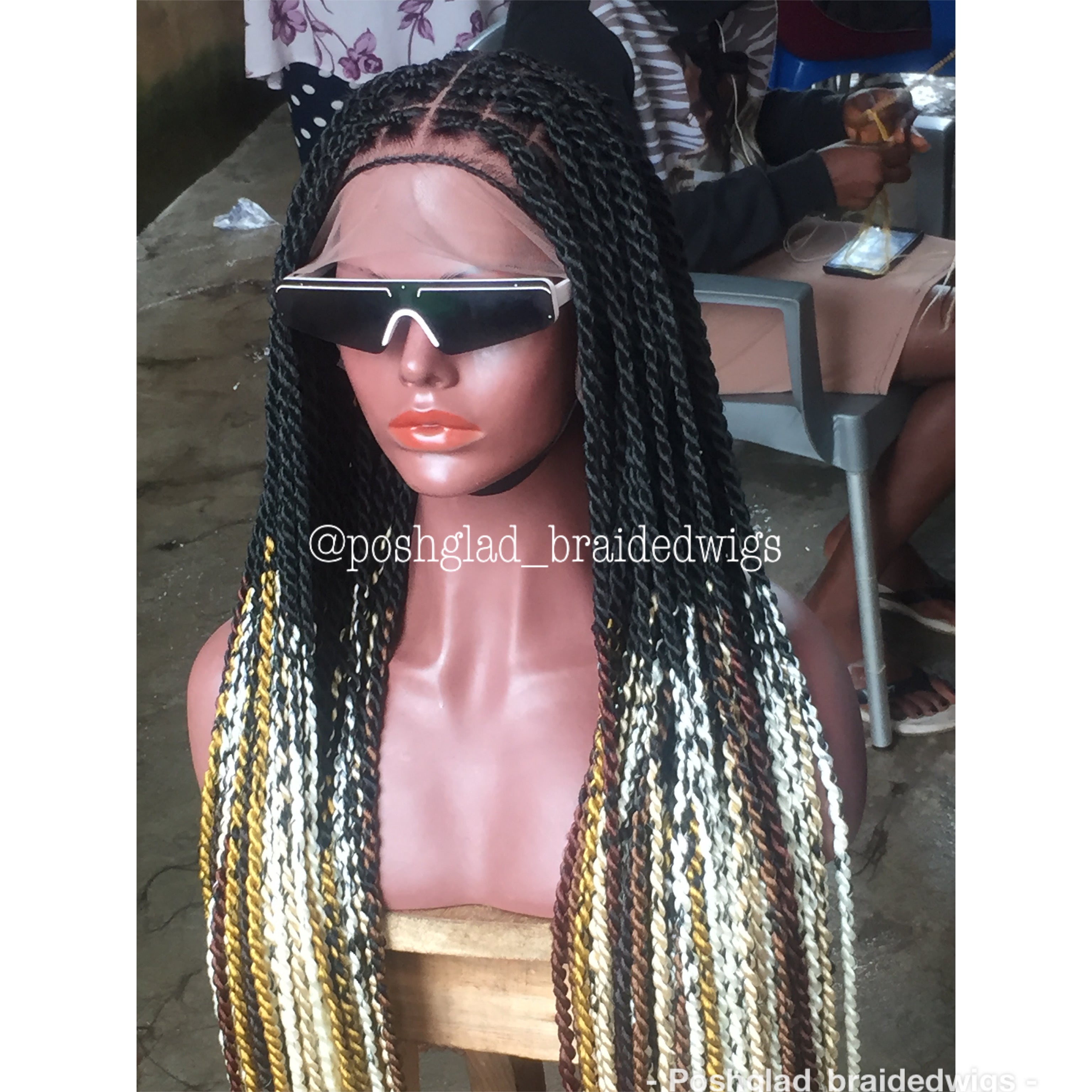 Knotless Braid Twist Wig, Multiple Color, Full Lace, Waist Length Knotless Braid Twist Wig, Multiple Color, Full Lace, Waist Length