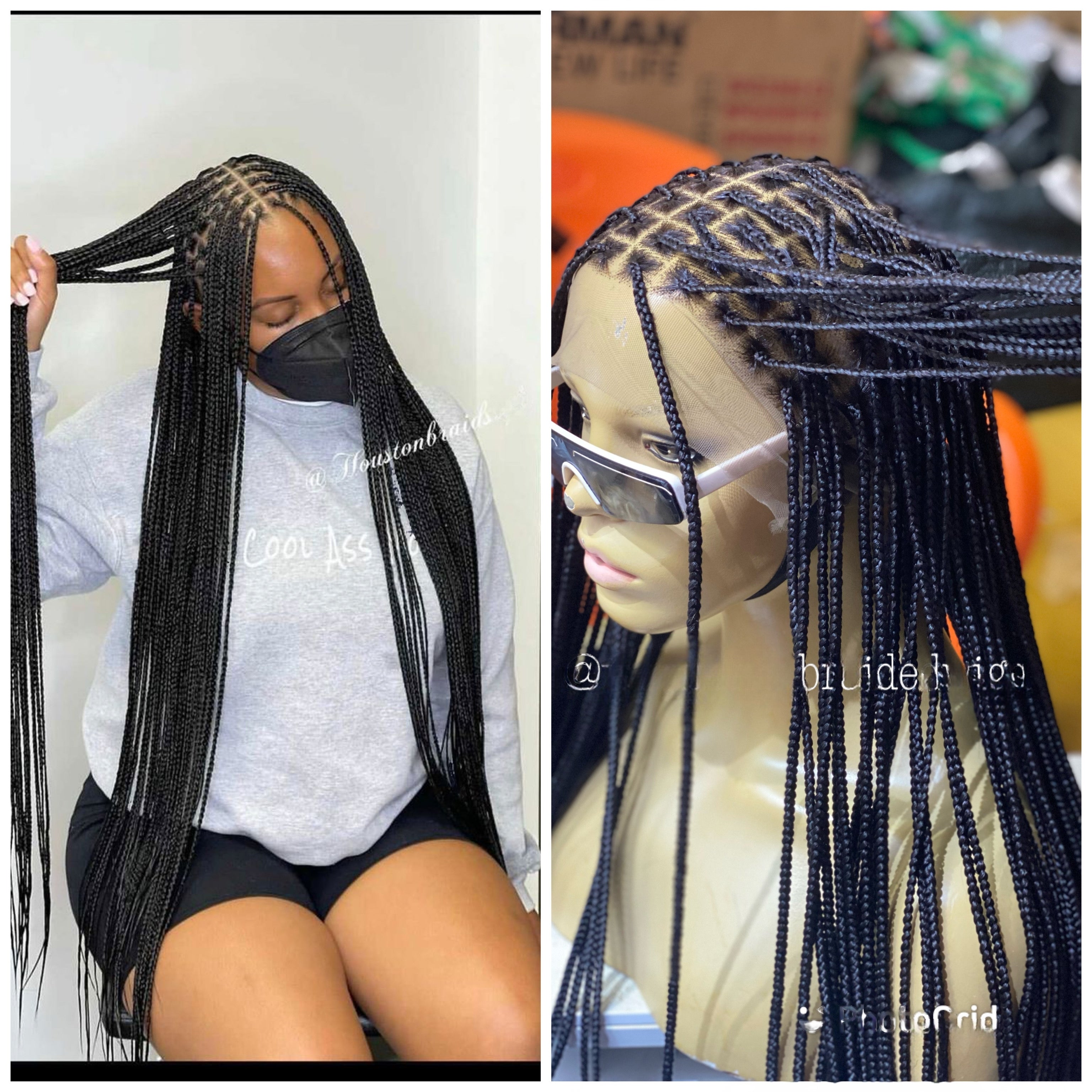 Knotless Braid Wig, Swiss Full Lace, Color 1, Glueless, Small Knots - Patsy Knotless Braid Wig, Swiss Full Lace, Color 1, Glueless, Small Knots - Patsy