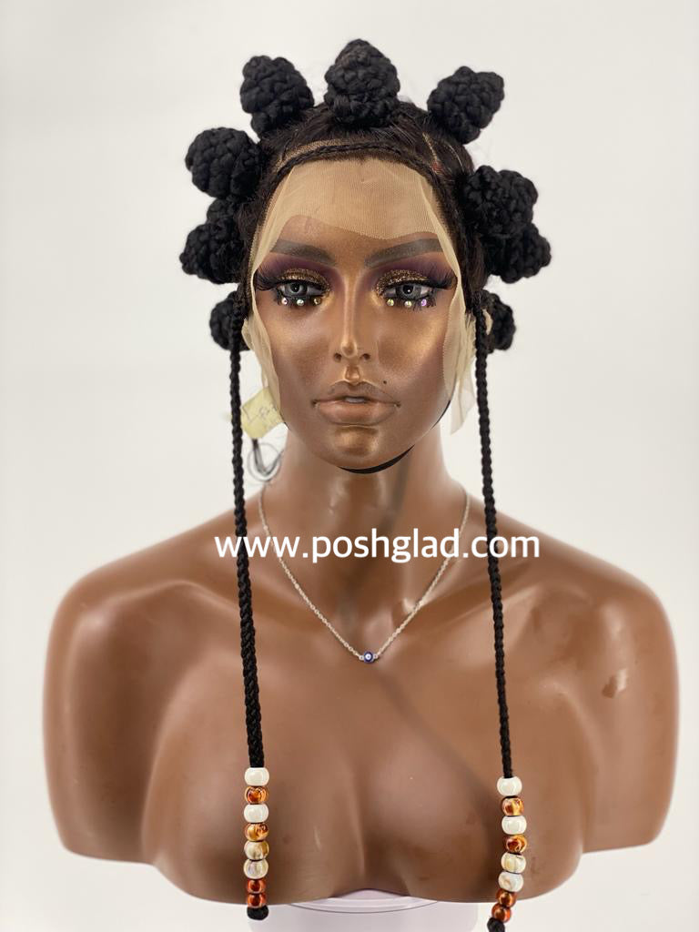 Bantu Knot Wig With Dropping Beads Bantu Knot Wig With Dropping Beads