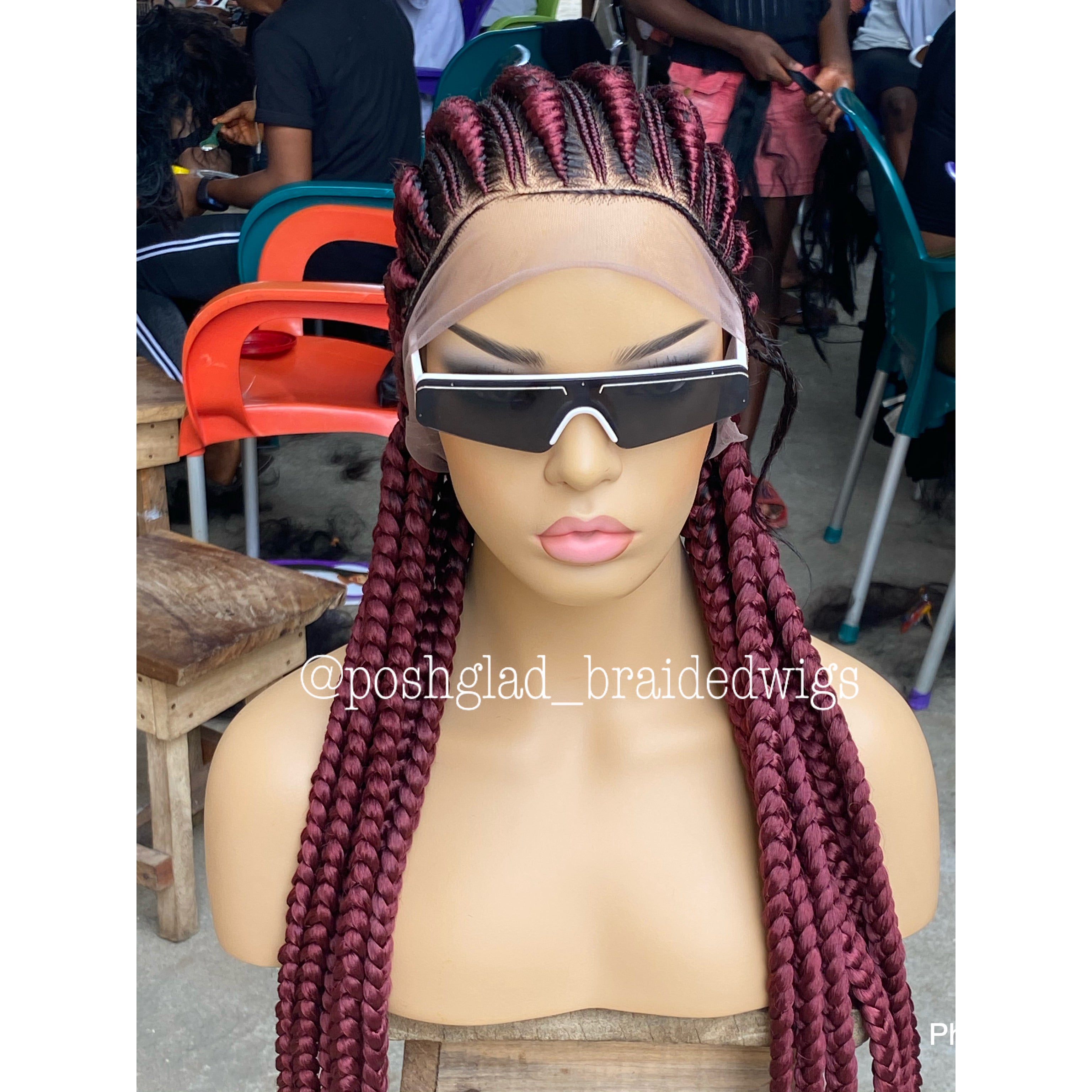 Cornrow Braid Wig - All Back Wine Color - Fatou Cornrow Braid Wig - All Back Wine Color - Fatou