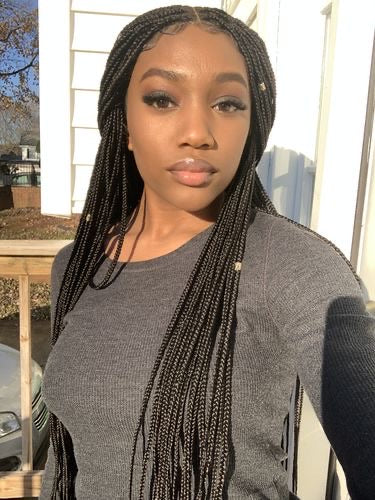 Shade Box Braid Wig, 4x4 Closure Lace, Color 1B, Waist Length, Glueless Shade Box Braid Wig, 4x4 Closure Lace, Color 1B, Waist Length, Glueless