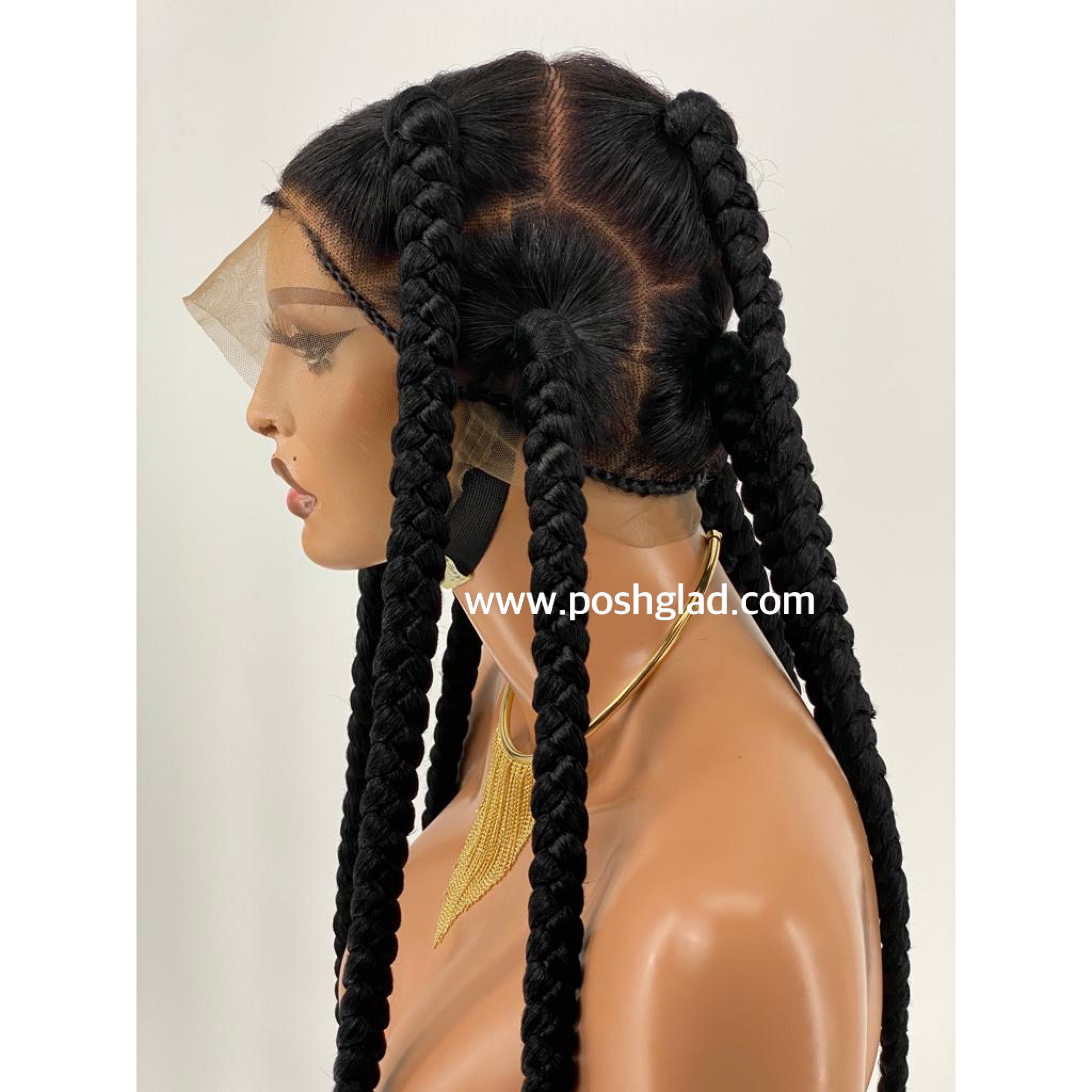 Large Jumbo Knotless Spiral Tip (100% Human Hair Full Lace Base) Color 1B - Jessie Large Jumbo Knotless Spiral Tip (100% Human Hair Full Lace Base) Color 1B - Jessie
