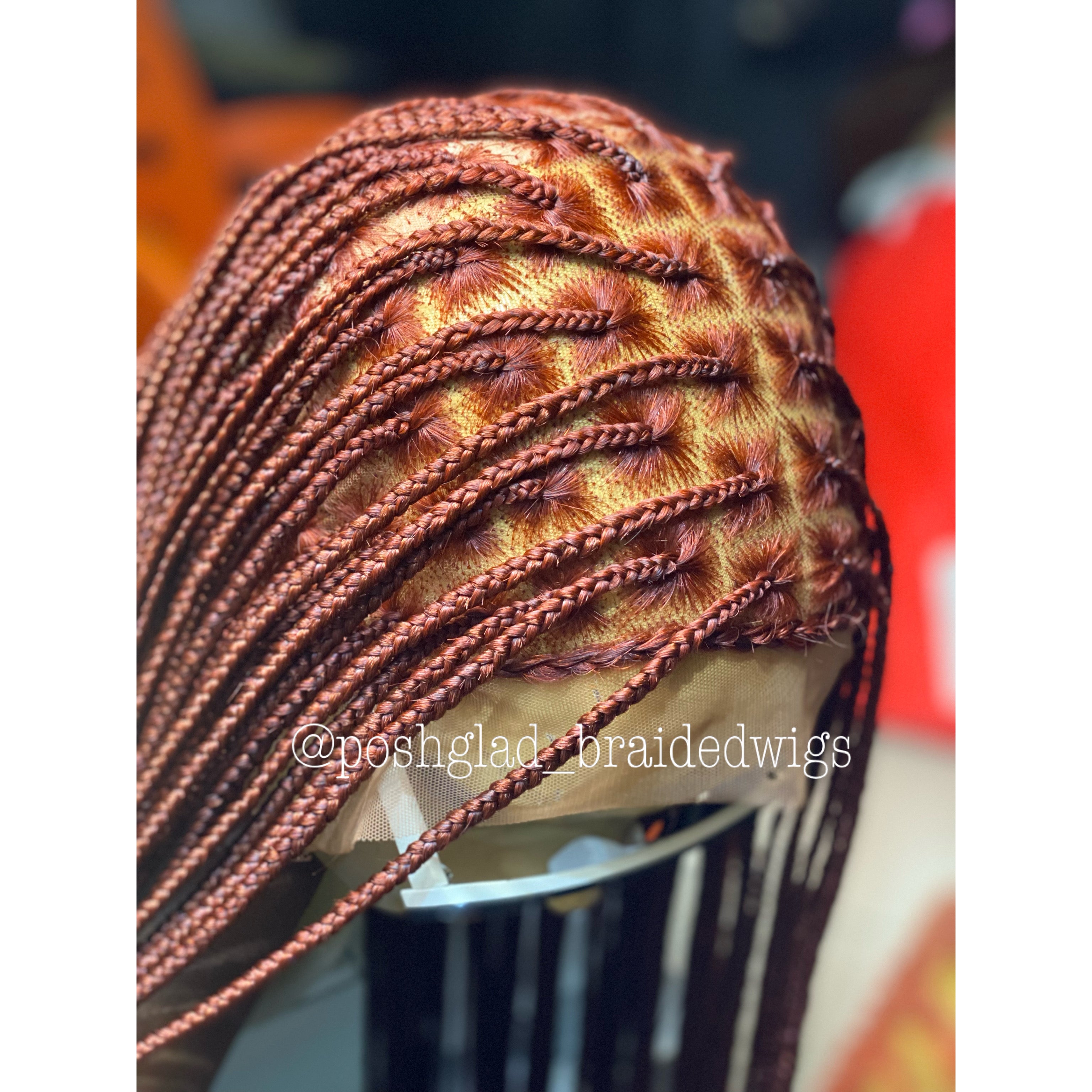 Knotless Braid Wig, HD Full Lace, color 350, Waist Length, Glueless - Gina Knotless Braid Wig, HD Full Lace, color 350, Waist Length, Glueless - Gina