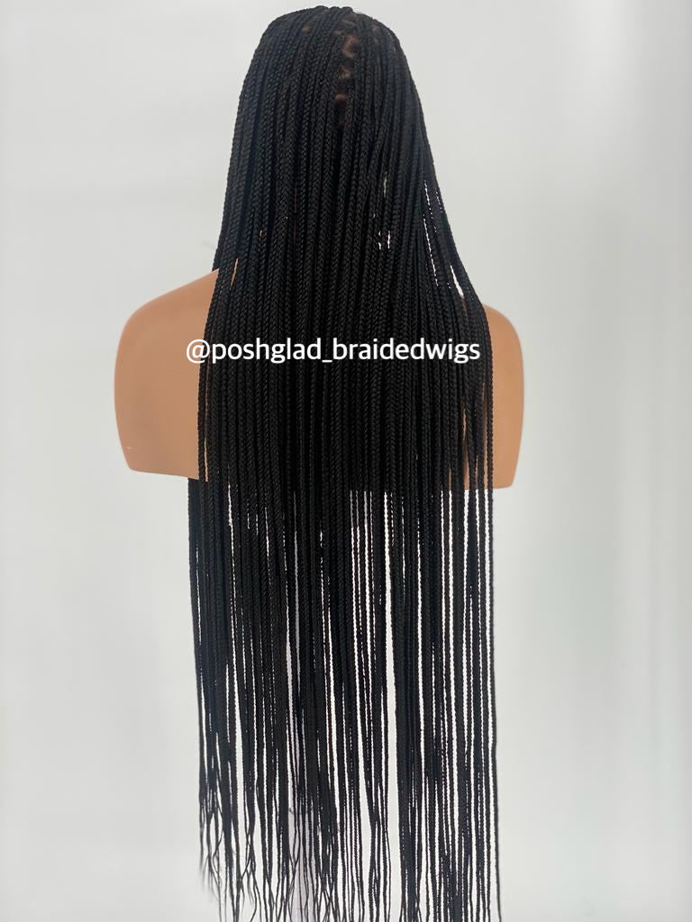 Shade Knotless Braid Wig, Swiss Full Lace, Color 1B (Ready To Ship) Shade Knotless Braid Wig, Swiss Full Lace, Color 1B (Ready To Ship)