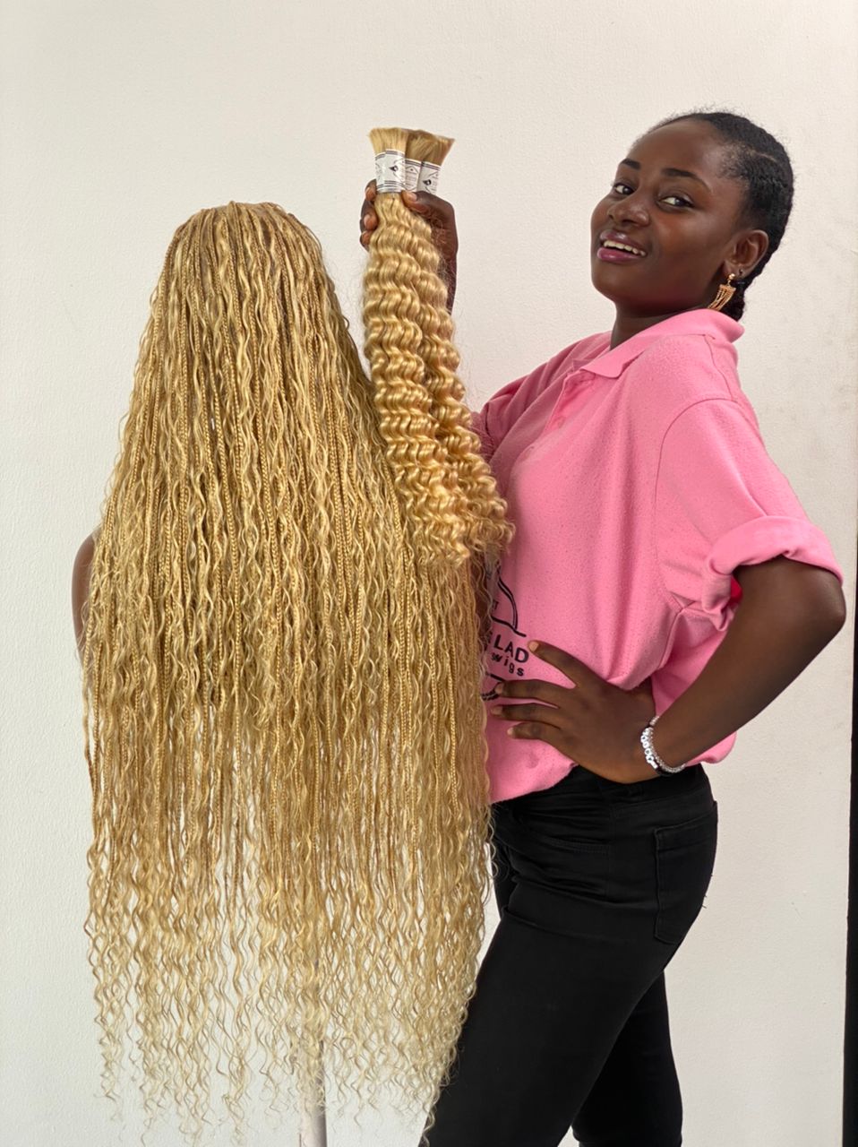 Bohemian Knotless -TARA BLONDE (100% Human hair curls) Bohemian Knotless -TARA BLONDE (100% Human hair curls)