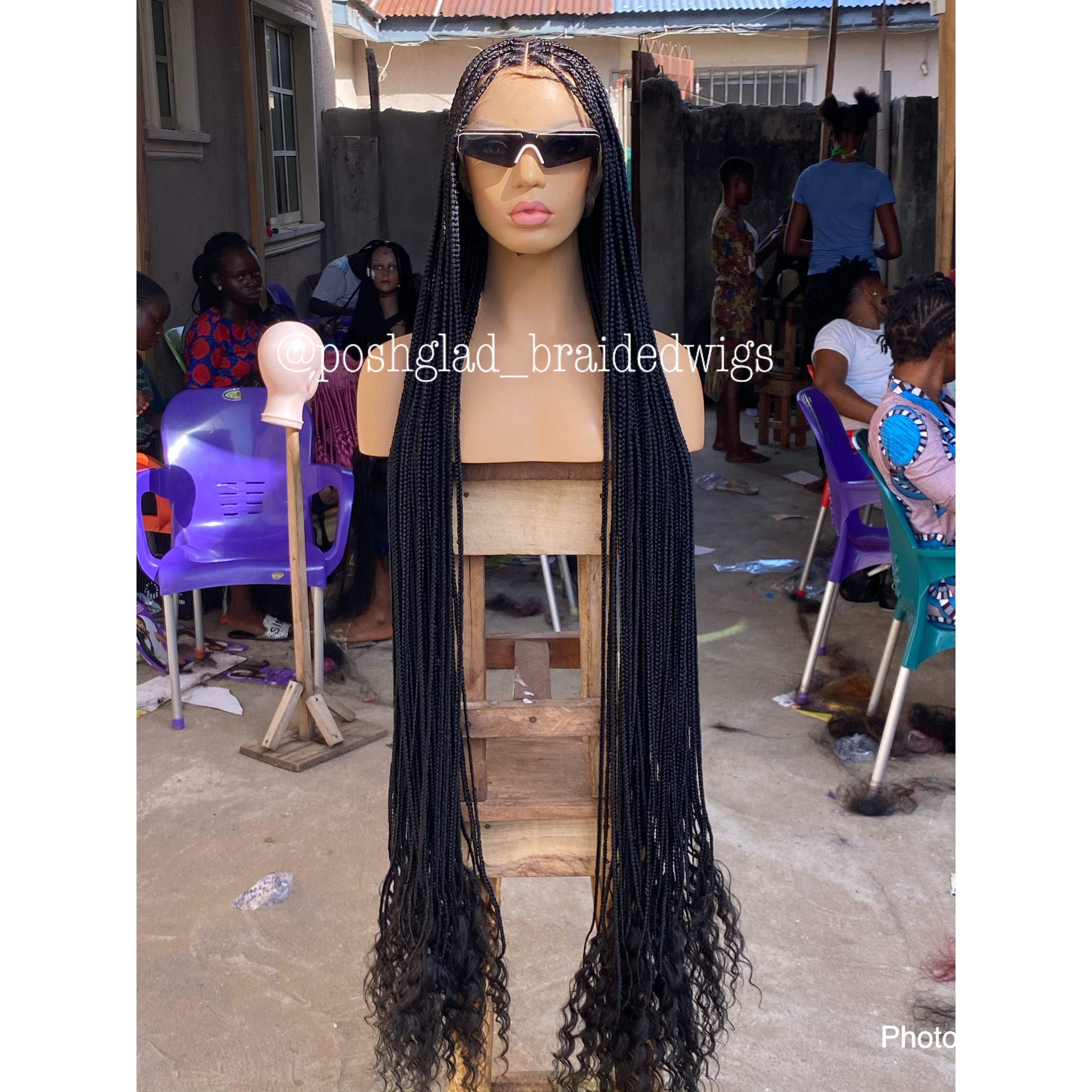 Goddess Knotless Braid Wig, HD Full Lace, Color 1B, Tailbone Length - Daya Goddess Knotless Braid Wig, HD Full Lace, Color 1B, Tailbone Length - Daya