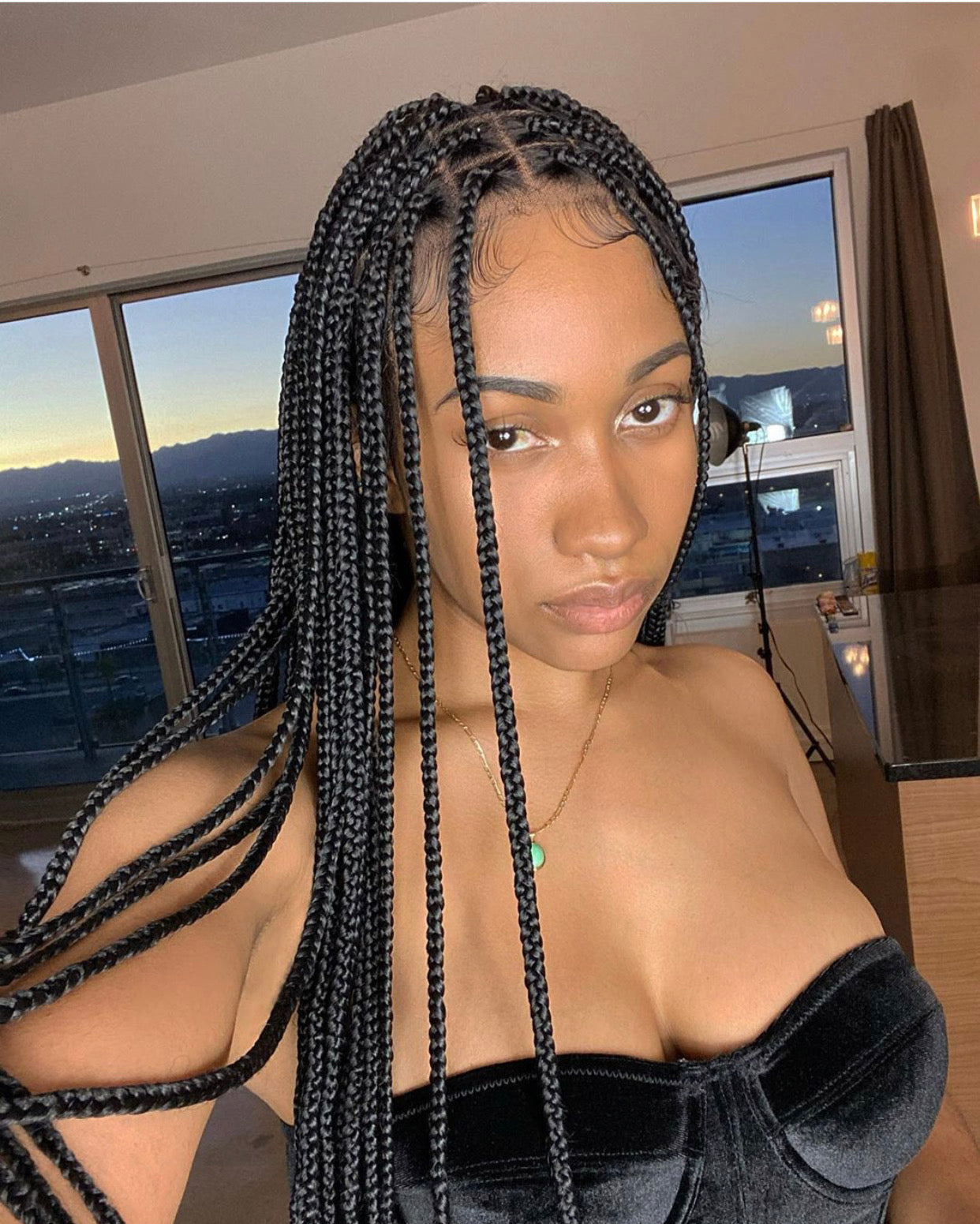 Shade Knotless Braid Wig, Full Lace, Color 1, Glueless, Scalp-Looking (Erica) Shade Knotless Braid Wig, Full Lace, Color 1, Glueless, Scalp-Looking (Erica)