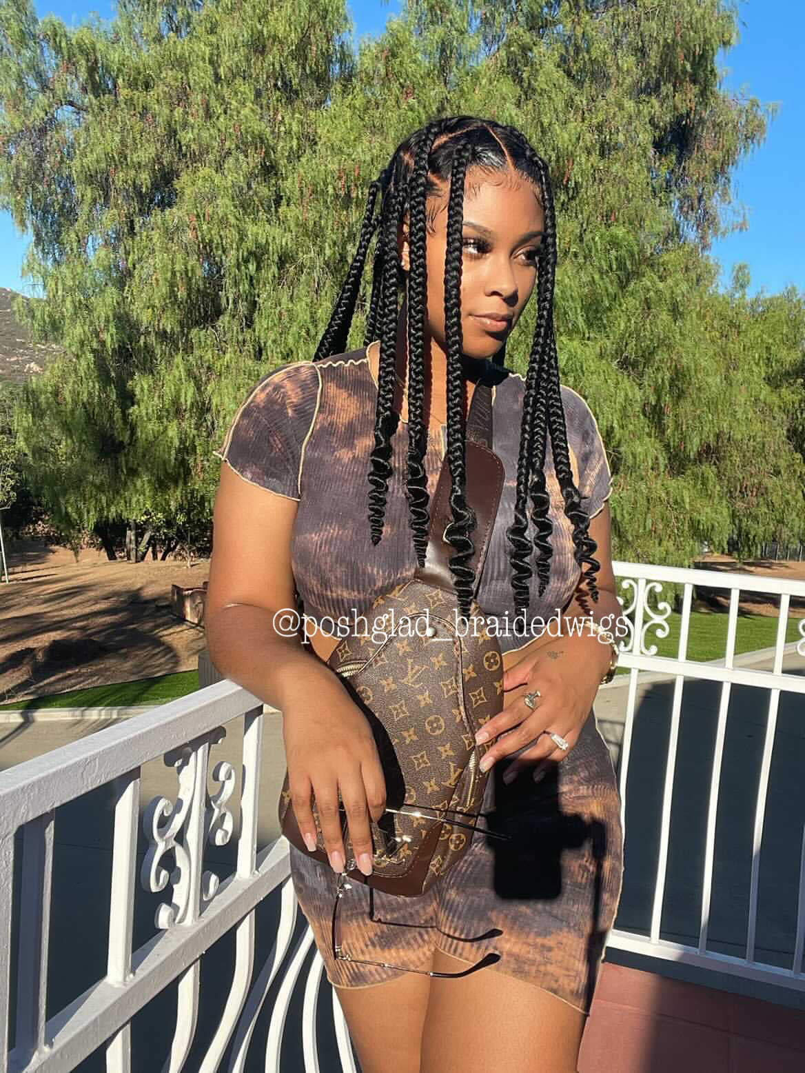 CoiLeray Jumbo Knotless Braid Wig (100% Full Lace Base) Black Color, Spiral End - Rae CoiLeray Jumbo Knotless Braid Wig (100% Full Lace Base) Black Color, Spiral End - Rae