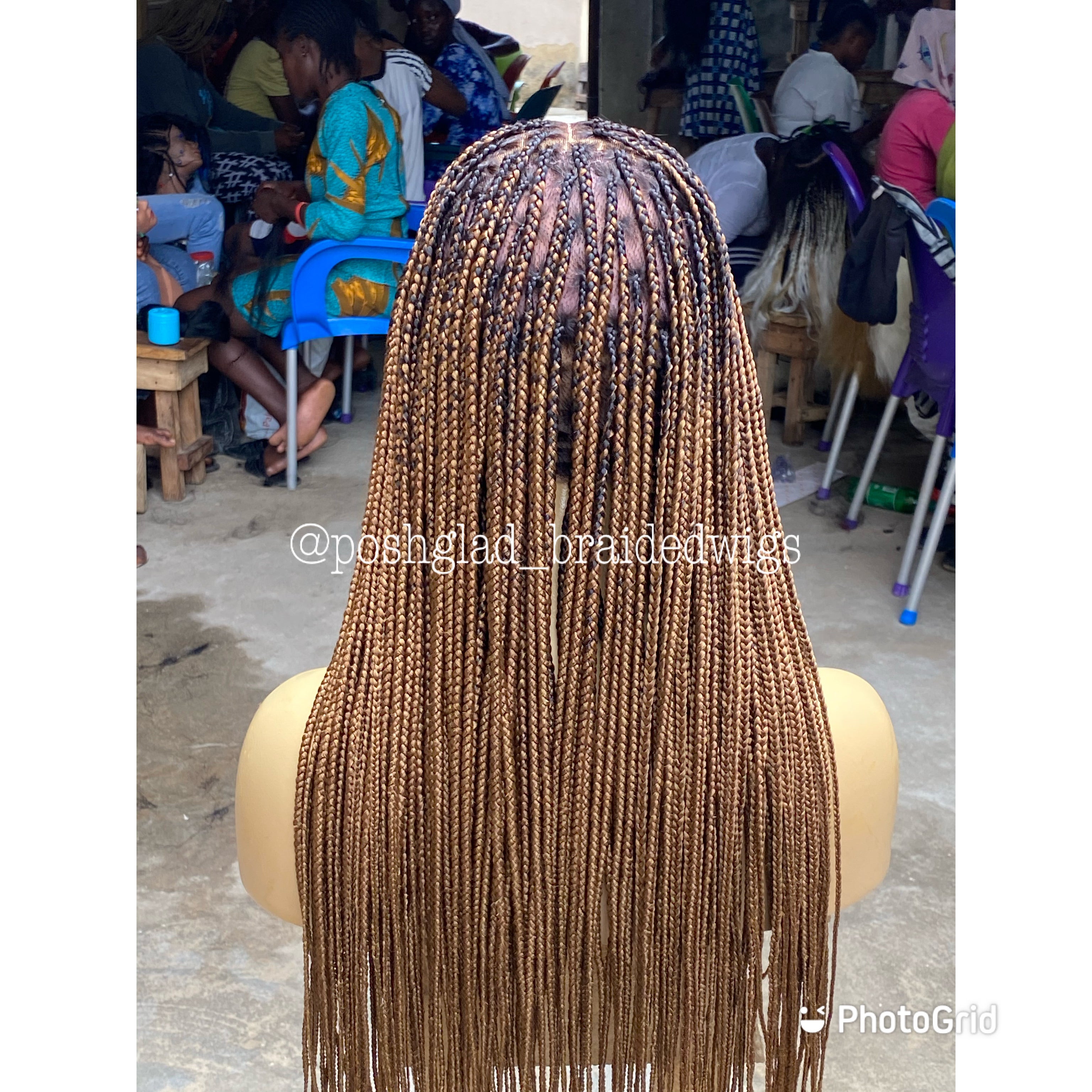 Shade Knotless Braid Wig, Full Lace, Color mix, Waist Length, Glueless Shade Knotless Braid Wig, Full Lace, Color mix, Waist Length, Glueless