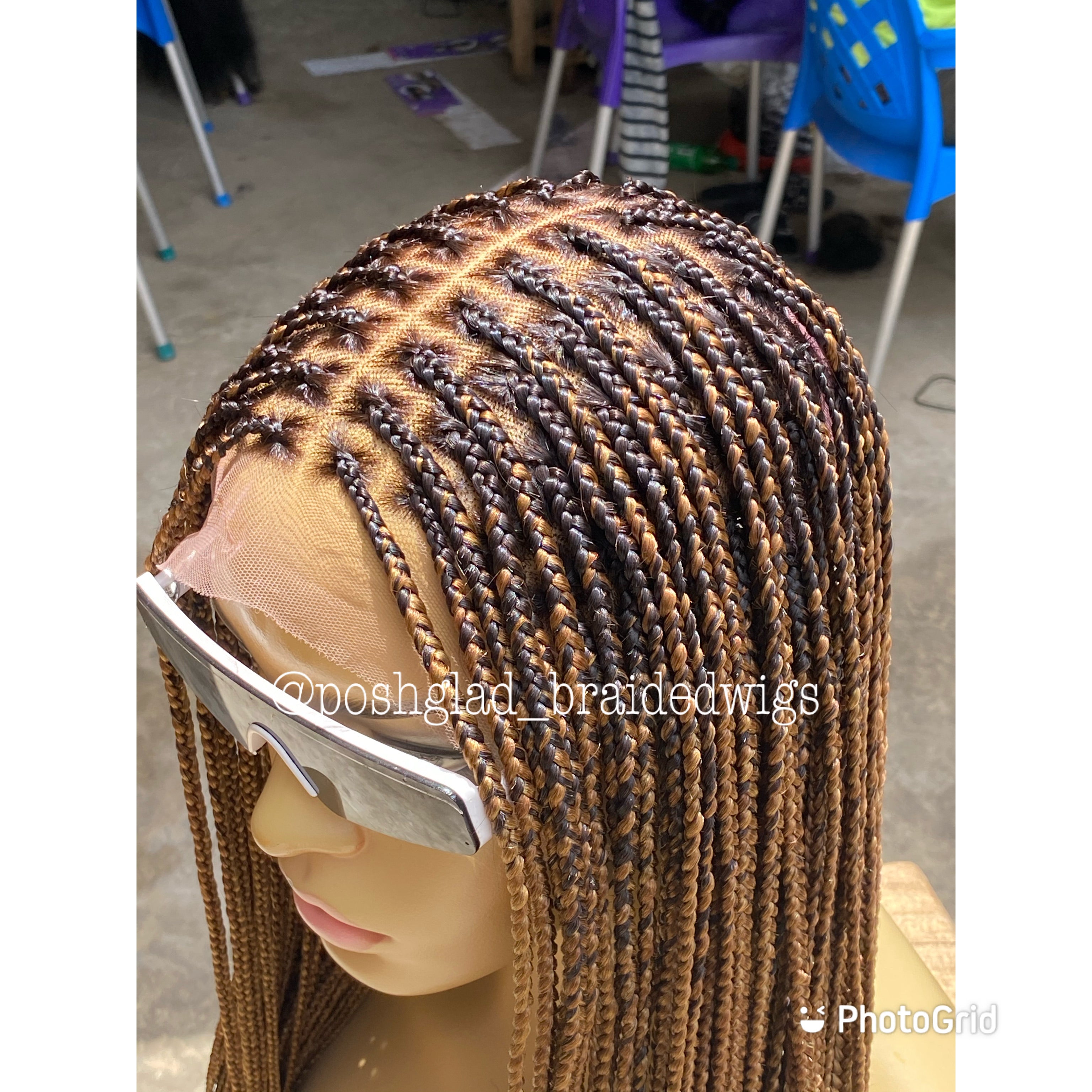 Shade Knotless Braid Wig, Full Lace, Color mix, Waist Length, Glueless Shade Knotless Braid Wig, Full Lace, Color mix, Waist Length, Glueless