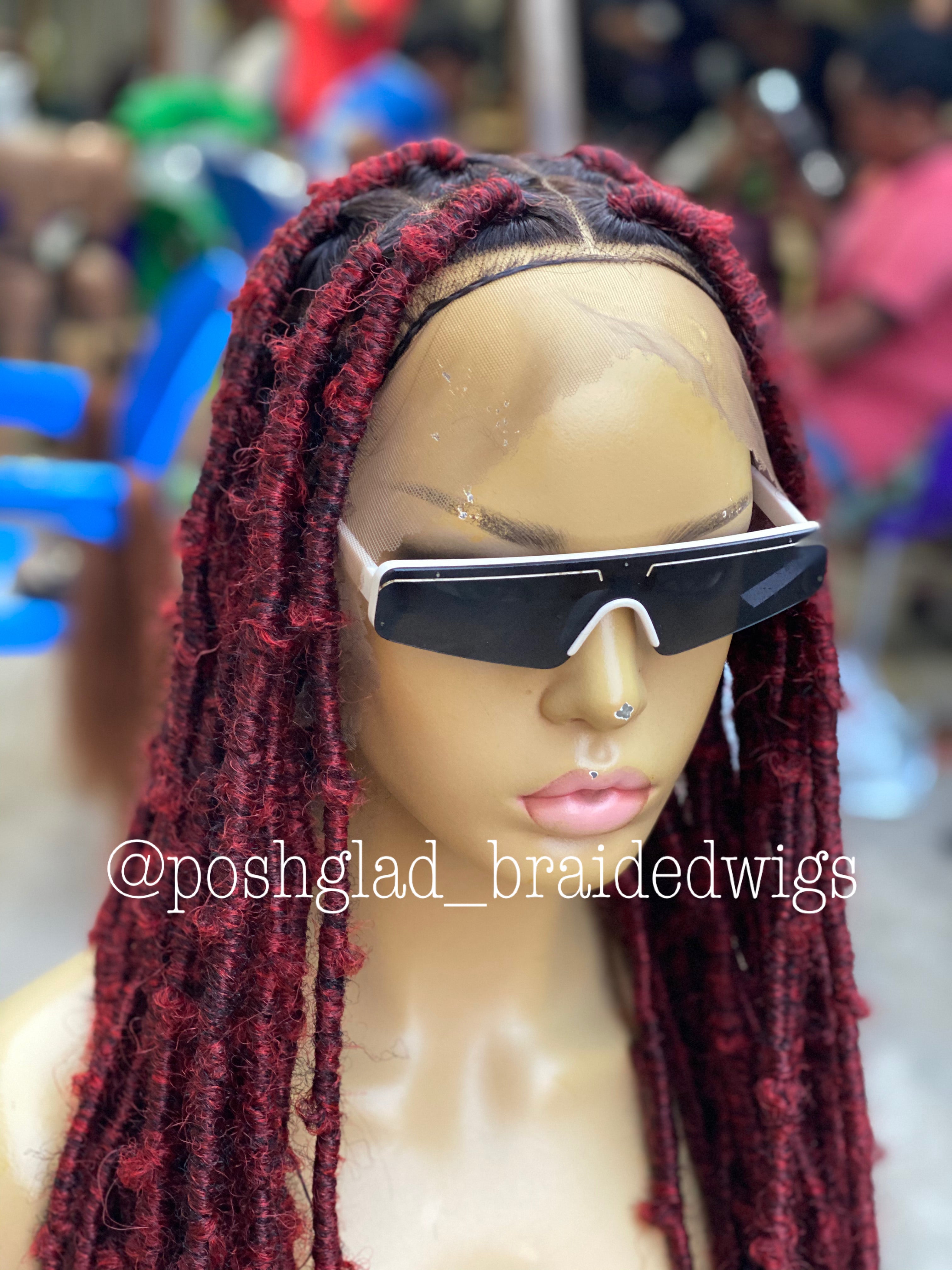 Destress Faux Locs - Wine Color Fire Red Ombré - Rosemary Destress Faux Locs - Wine Color Fire Red Ombré - Rosemary