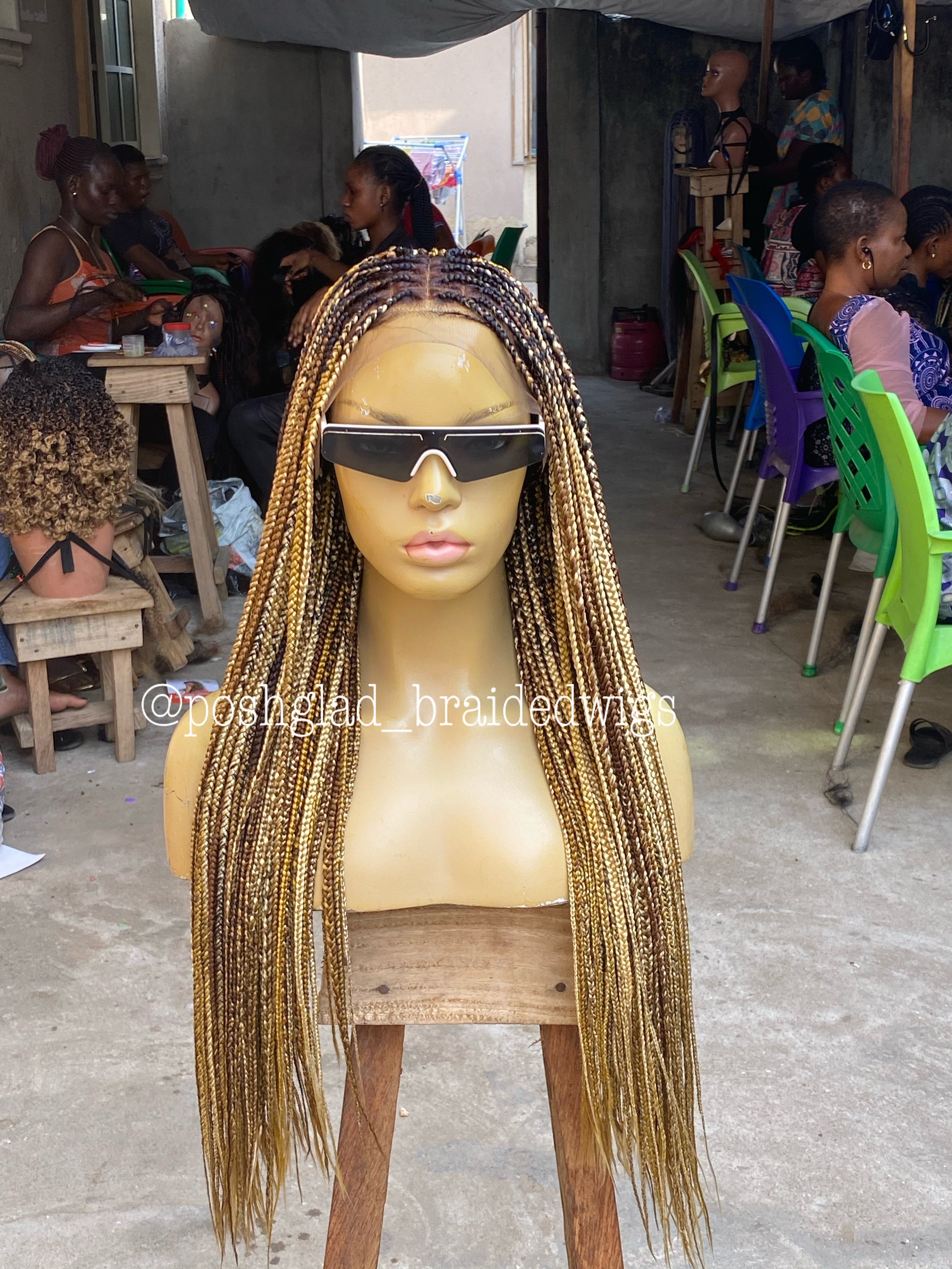 Knotless Braid Wig, 13x4 Lace Frontal, Glueless, Ombre Color (Jalissa) Knotless Braid Wig, 13x4 Lace Frontal, Glueless, Ombre Color (Jalissa)