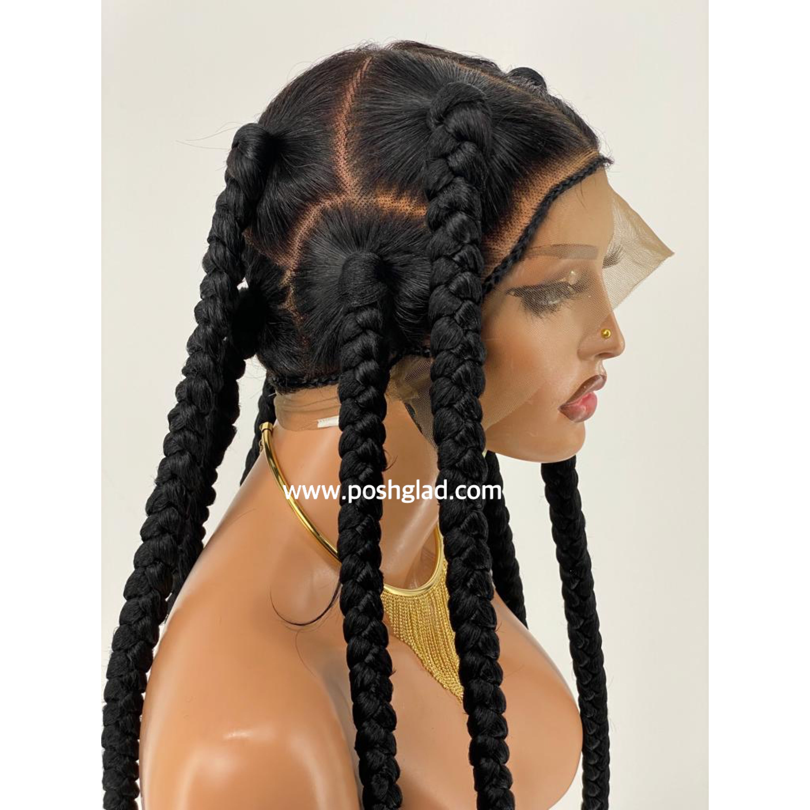 Large Jumbo Knotless Spiral Tip (100% Human Hair Full Lace Base) Color 1B - Jessie Large Jumbo Knotless Spiral Tip (100% Human Hair Full Lace Base) Color 1B - Jessie
