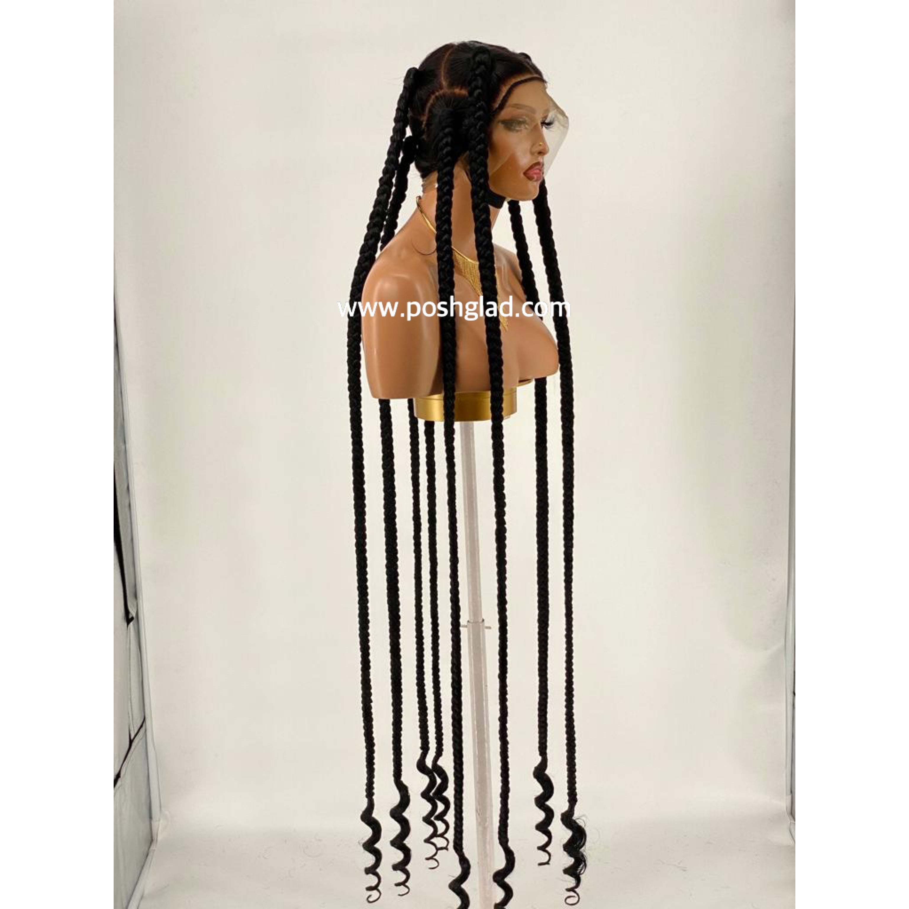 Large Jumbo Knotless Spiral Tip (100% Human Hair Full Lace Base) Color 1B - Jessie Large Jumbo Knotless Spiral Tip (100% Human Hair Full Lace Base) Color 1B - Jessie