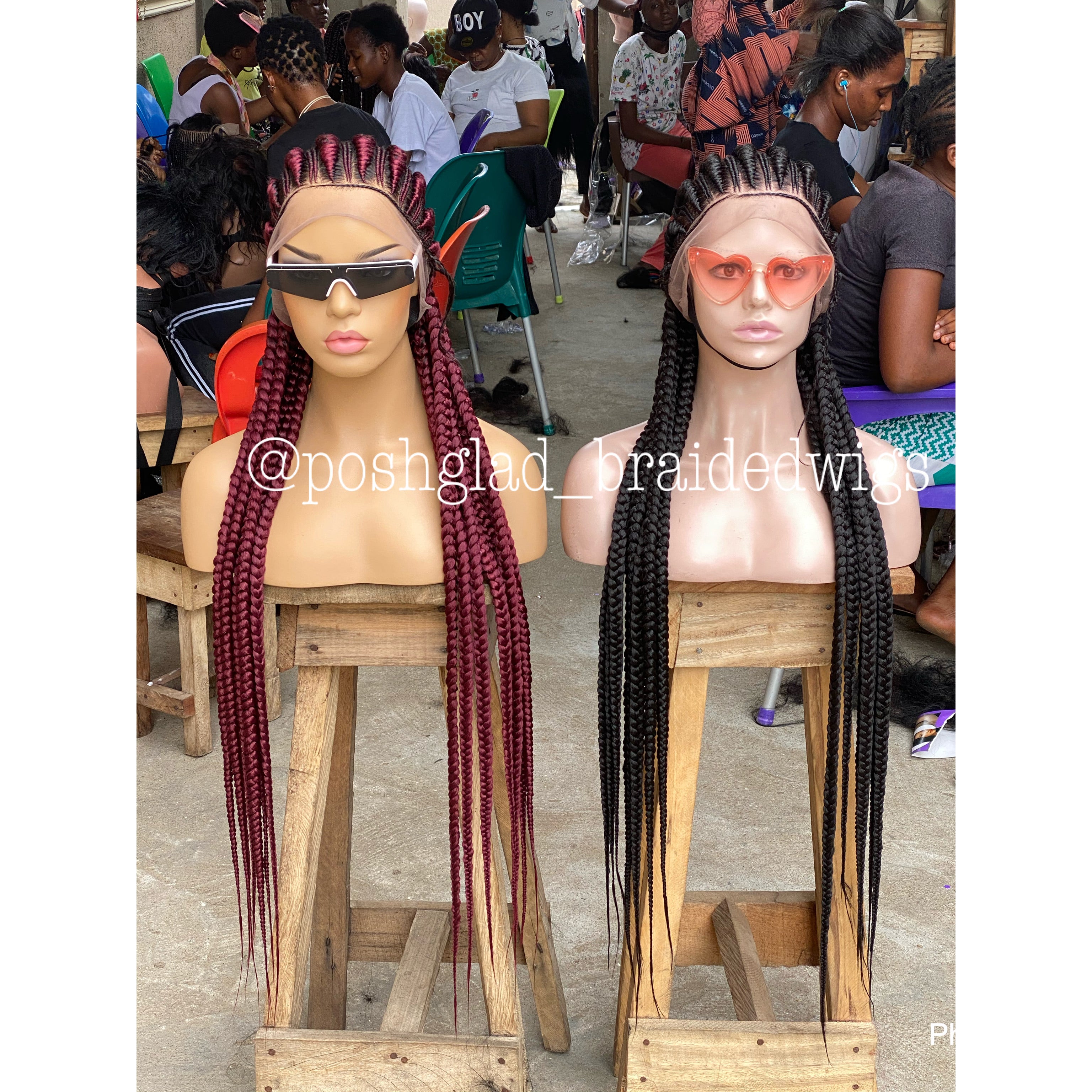 Cornrow Braid Wig - All Back Wine Color - Fatou Cornrow Braid Wig - All Back Wine Color - Fatou