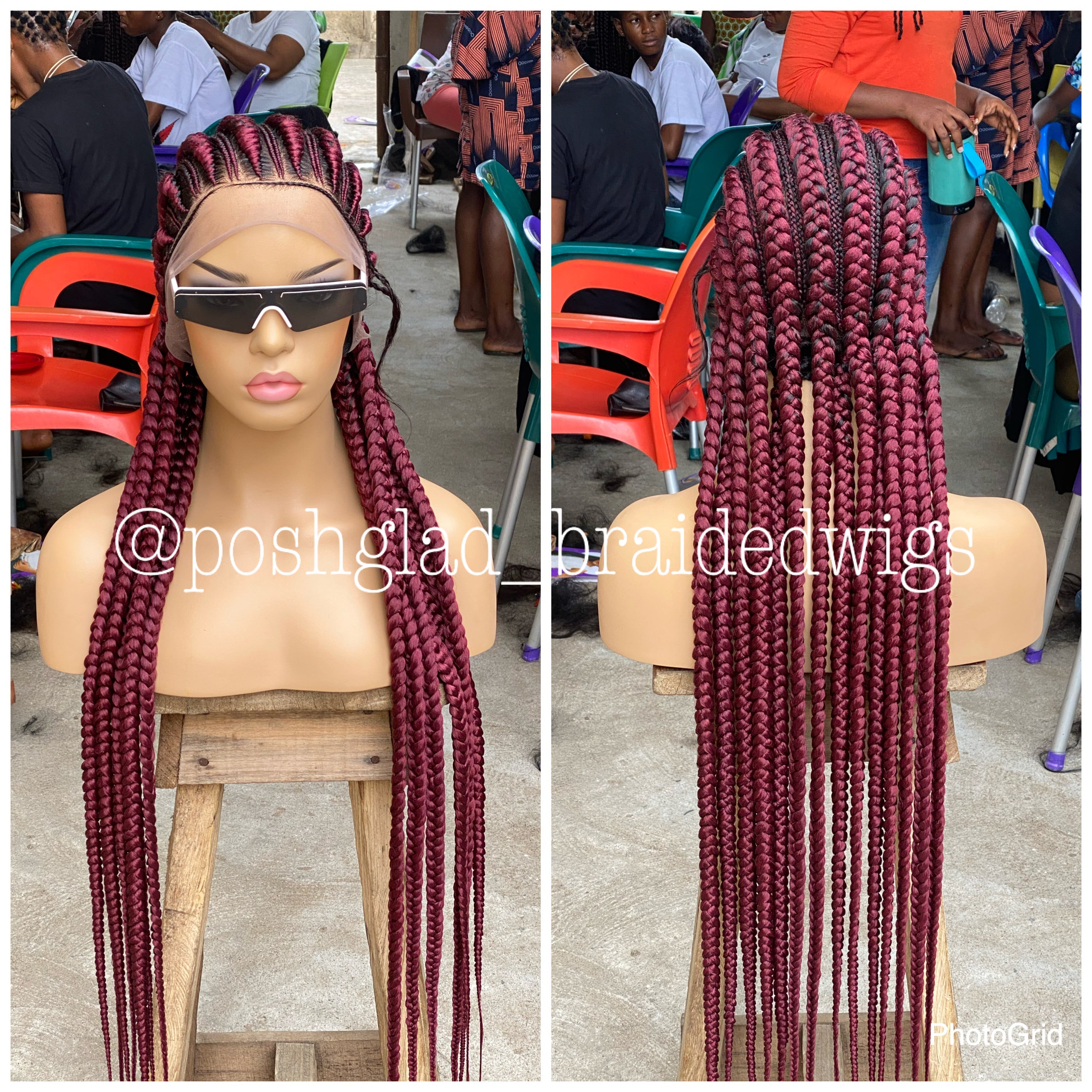 Cornrow Braid Wig - All Back Wine Color - Fatou Cornrow Braid Wig - All Back Wine Color - Fatou