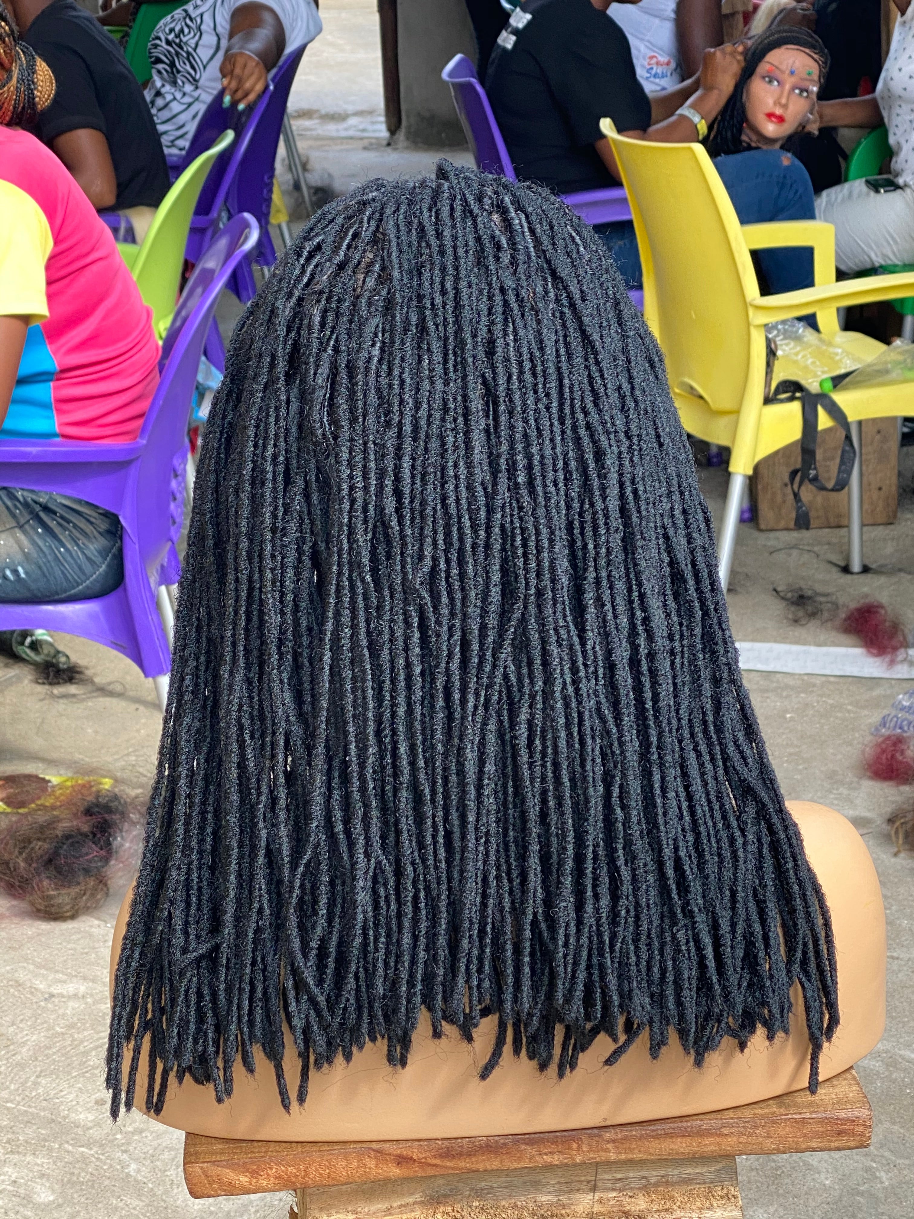Simple Faux Locs Wig (Swiss Full Lace) Black Color, Shoulder Length - Karina Simple Faux Locs Wig (Swiss Full Lace) Black Color, Shoulder Length - Karina