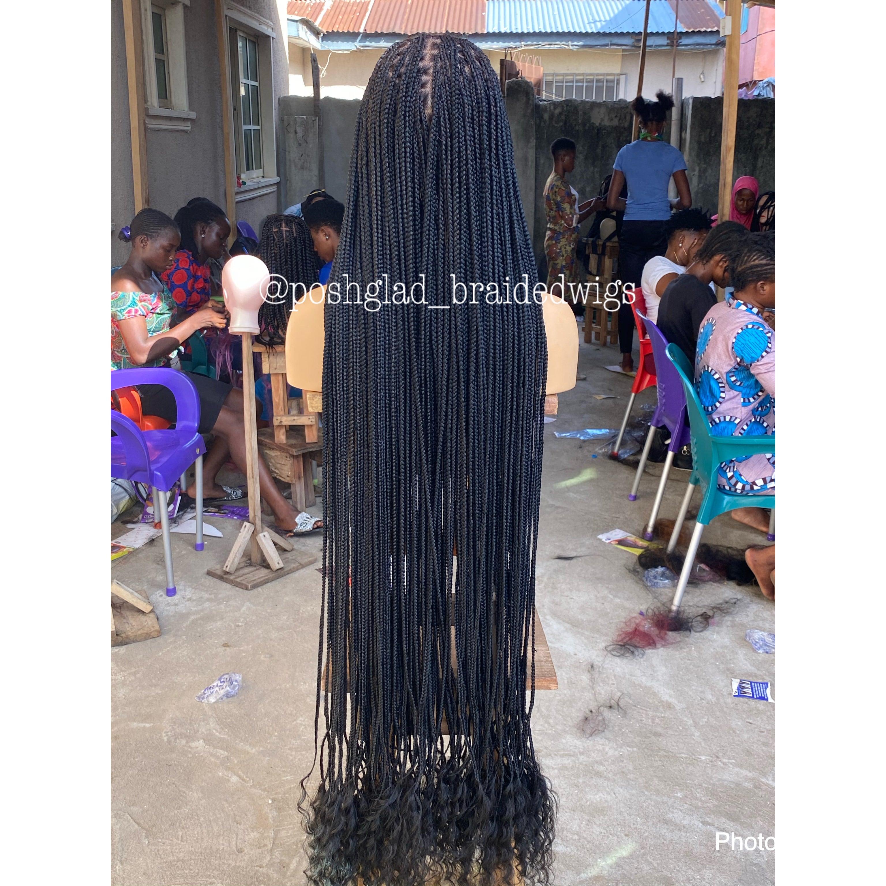 Goddess Knotless Braid Wig, HD Full Lace, Color 1B, Tailbone Length - Daya Goddess Knotless Braid Wig, HD Full Lace, Color 1B, Tailbone Length - Daya