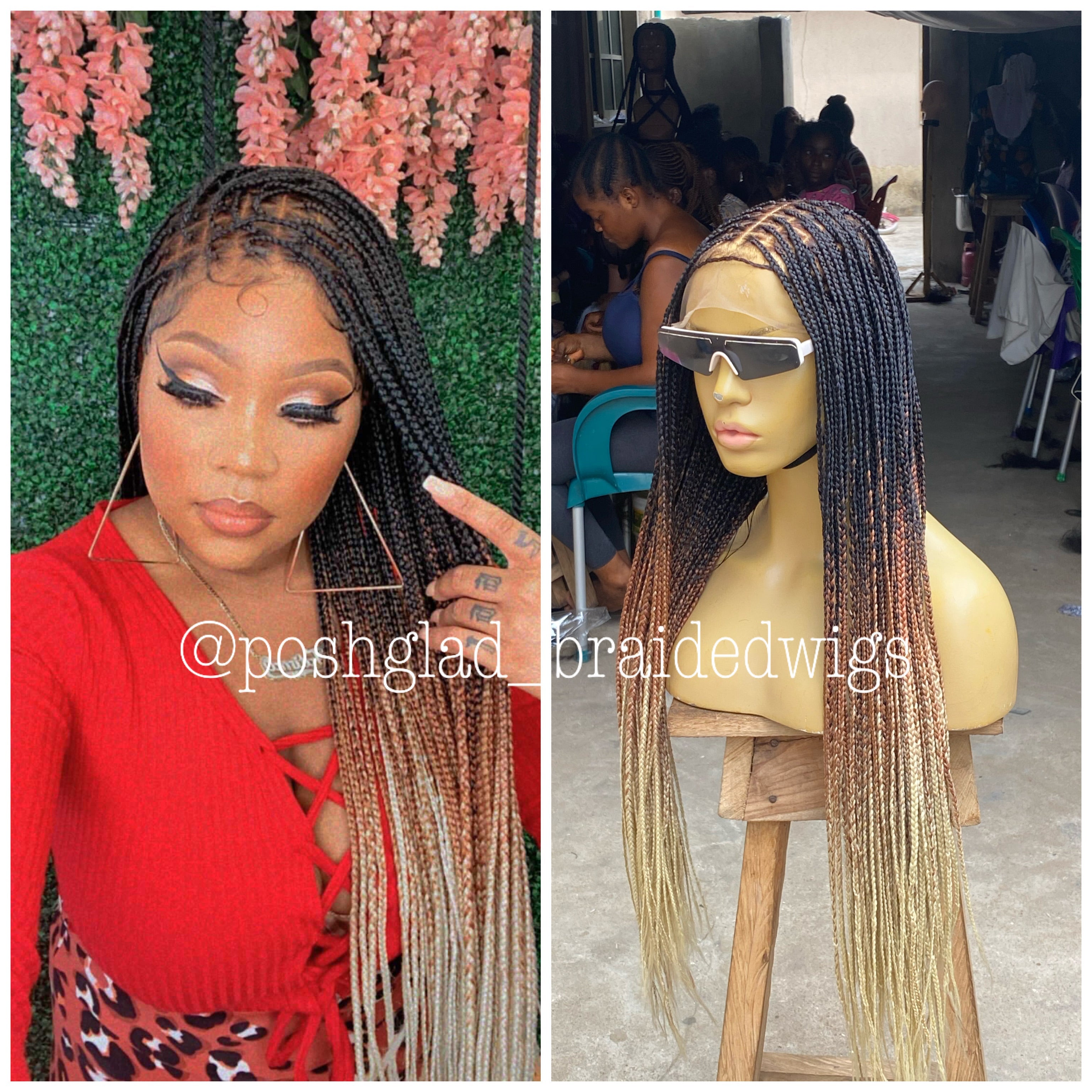 Knotless Braid Wig, Swiss Full Lace, Threetone Color, Waist Length - Gabrielle Knotless Braid Wig, Swiss Full Lace, Threetone Color, Waist Length - Gabrielle