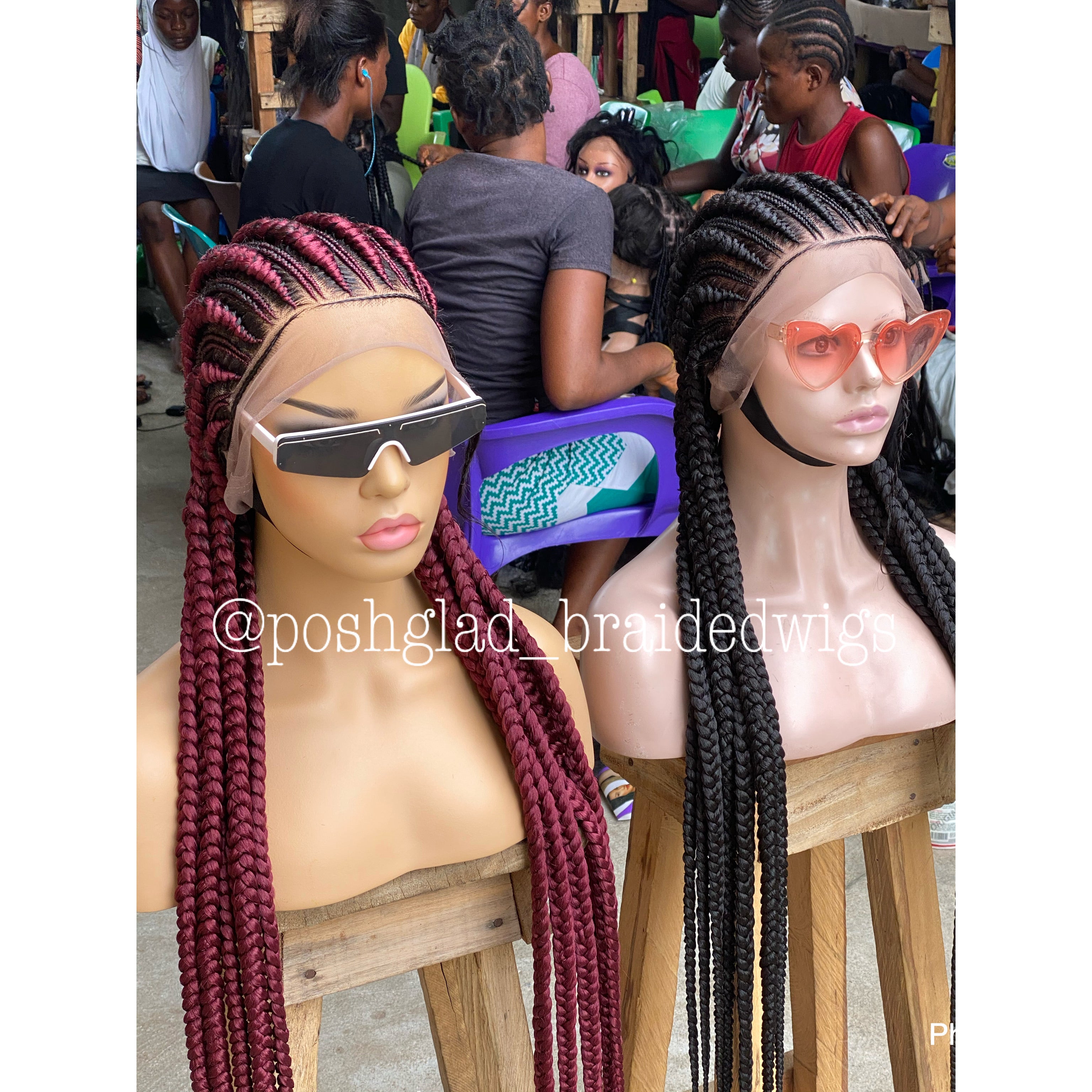 Cornrow Braid Wig - All Back Wine Color - Fatou Cornrow Braid Wig - All Back Wine Color - Fatou
