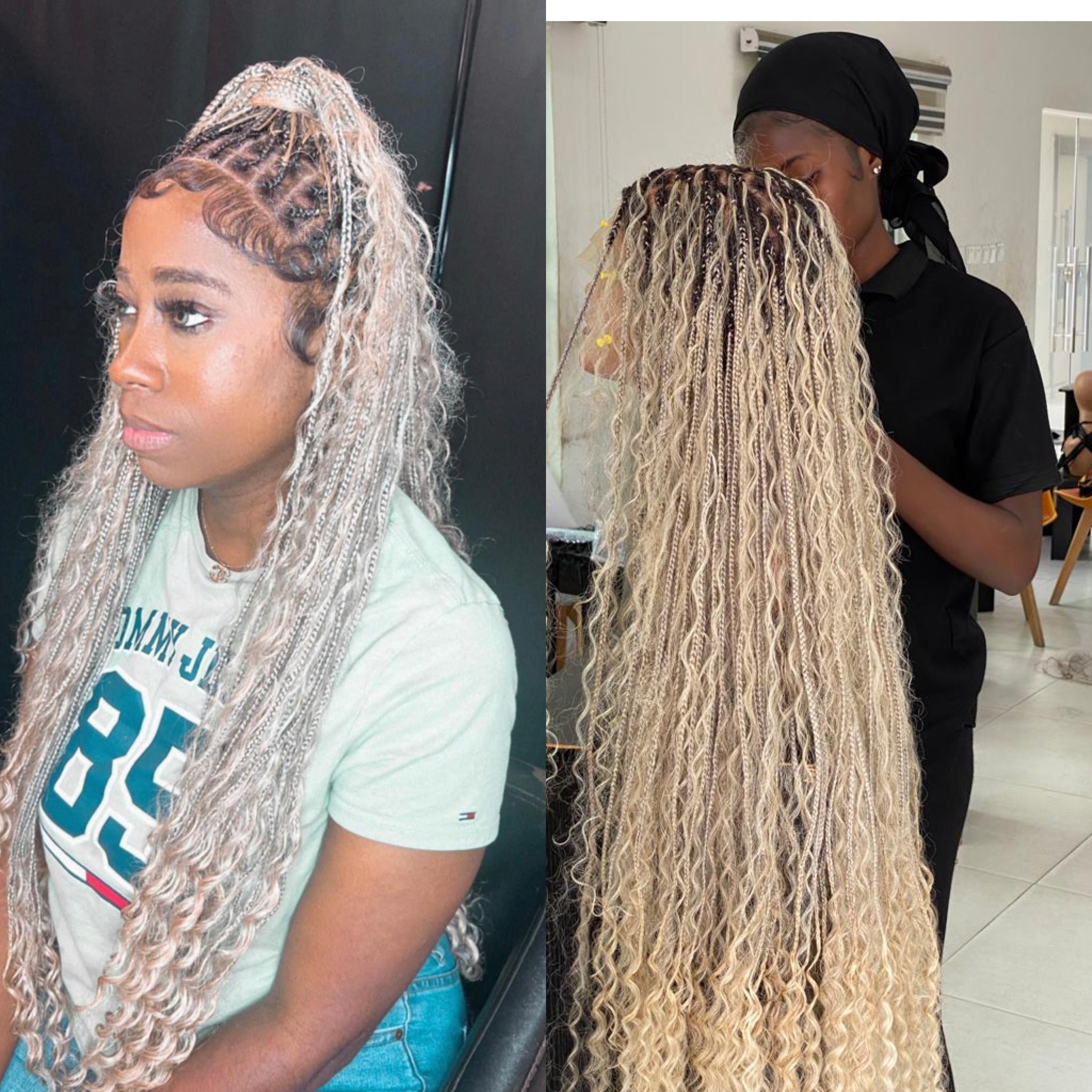 Bohemian Knotless Braid Wig, Full Lace, Waist, Color 613 mix - ZARA Bohemian Knotless Braid Wig, Full Lace, Waist, Color 613 mix - ZARA