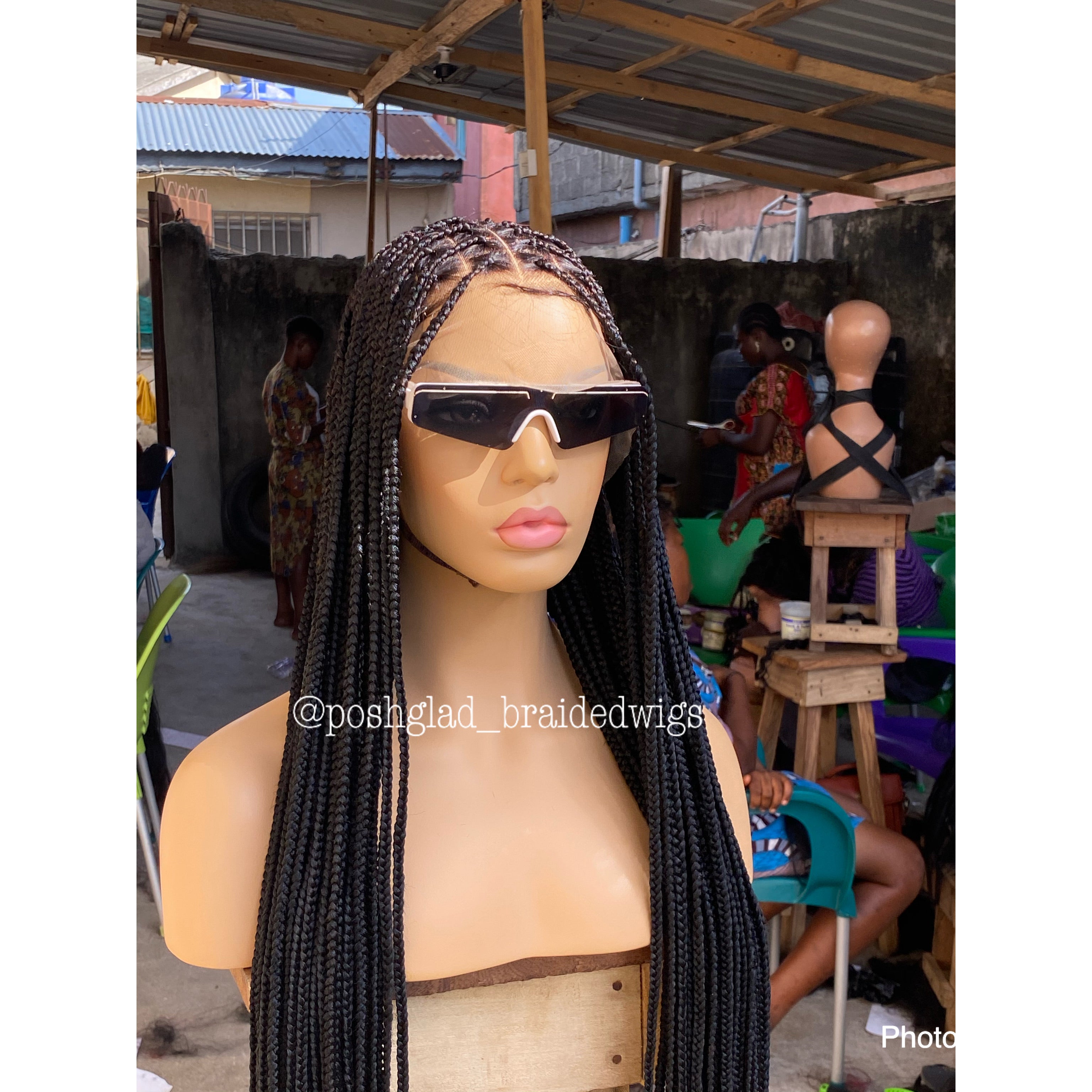 Goddess Knotless Braid Wig, HD Full Lace, Color 1B, Tailbone Length - Daya Goddess Knotless Braid Wig, HD Full Lace, Color 1B, Tailbone Length - Daya