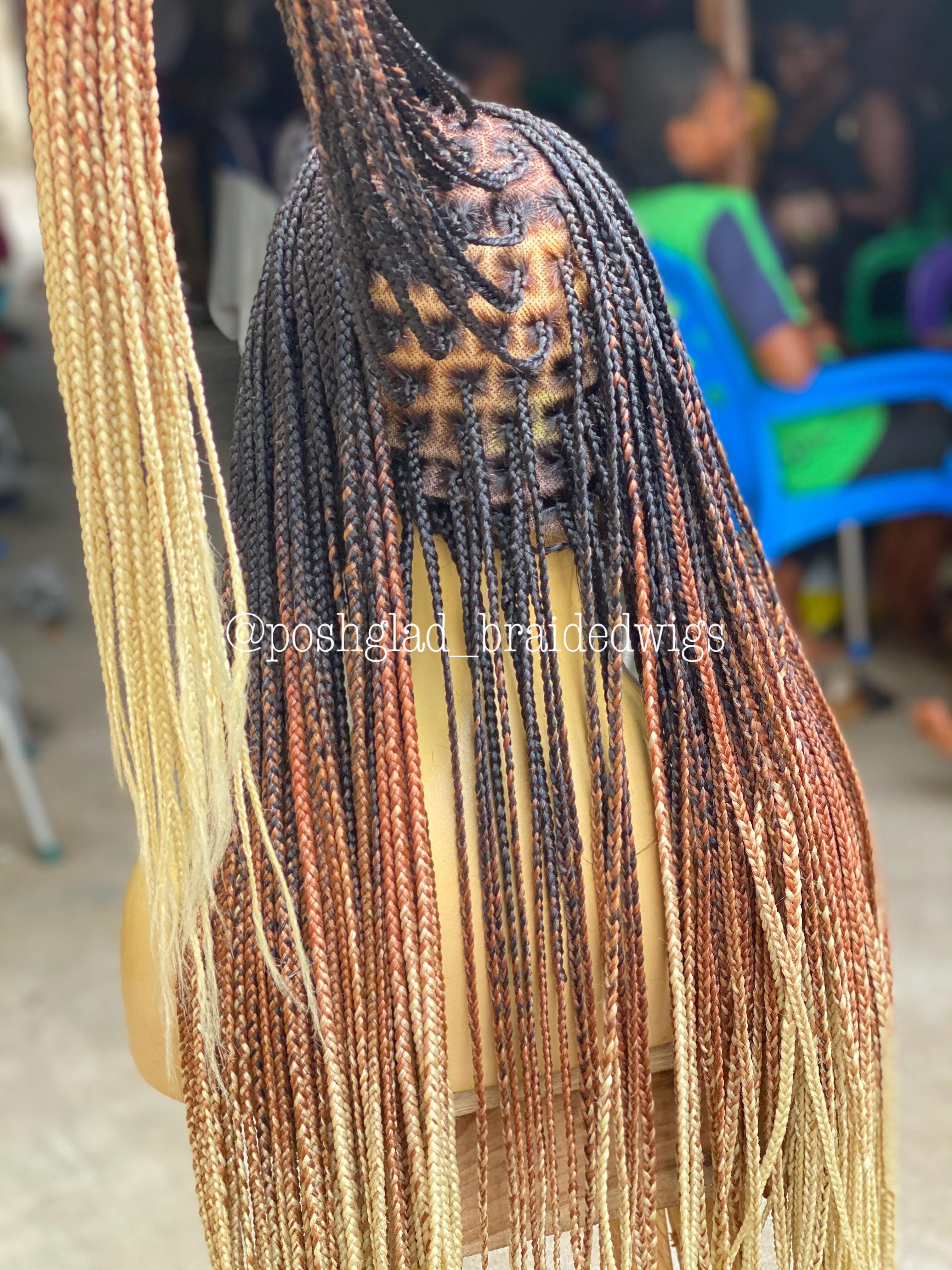 Knotless Braid Wig, Swiss Full Lace, Threetone Color, Waist Length - Gabrielle Knotless Braid Wig, Swiss Full Lace, Threetone Color, Waist Length - Gabrielle