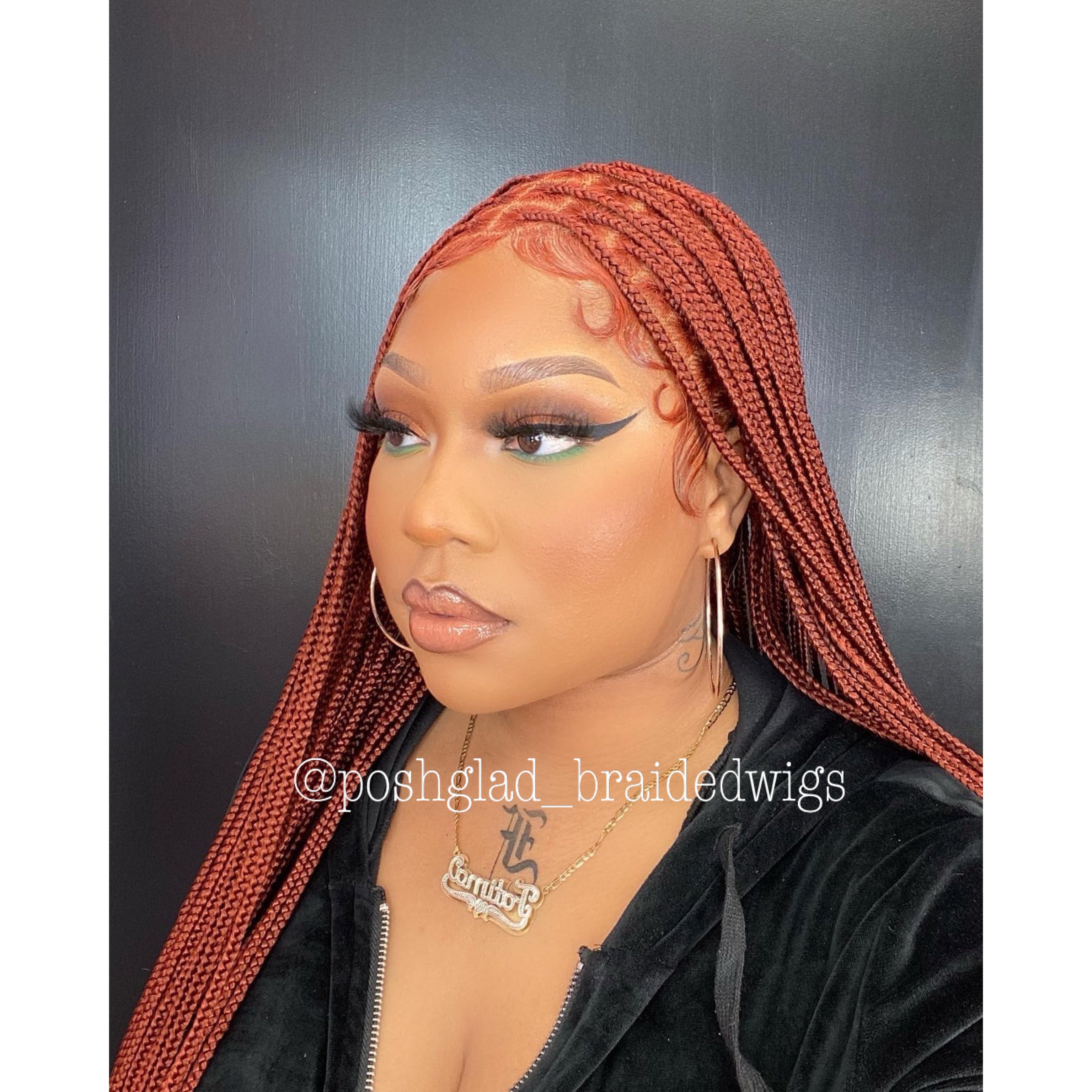 Knotless Braid Wig, HD Full Lace, color 350, Waist Length, Glueless - Gina Knotless Braid Wig, HD Full Lace, color 350, Waist Length, Glueless - Gina
