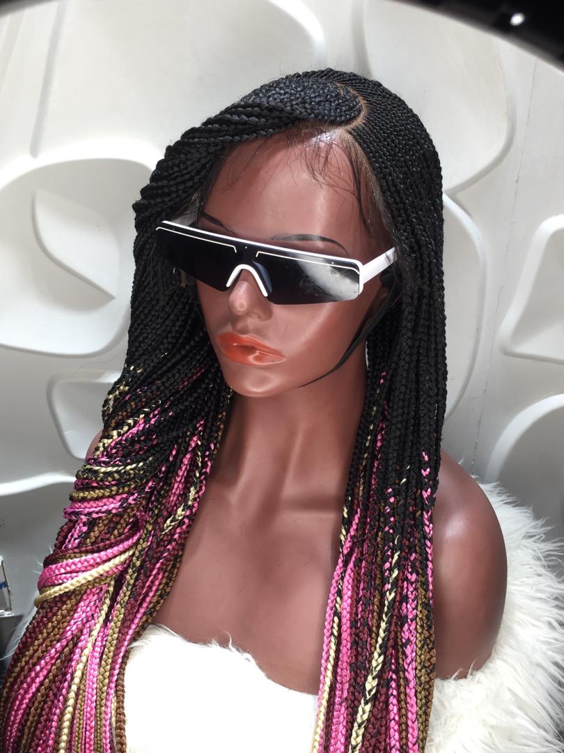 Cornrow Braid Wig - (13x4 Lace Frontal Multi color) - Wanita Cornrow Braid Wig - (13x4 Lace Frontal Multi color) - Wanita