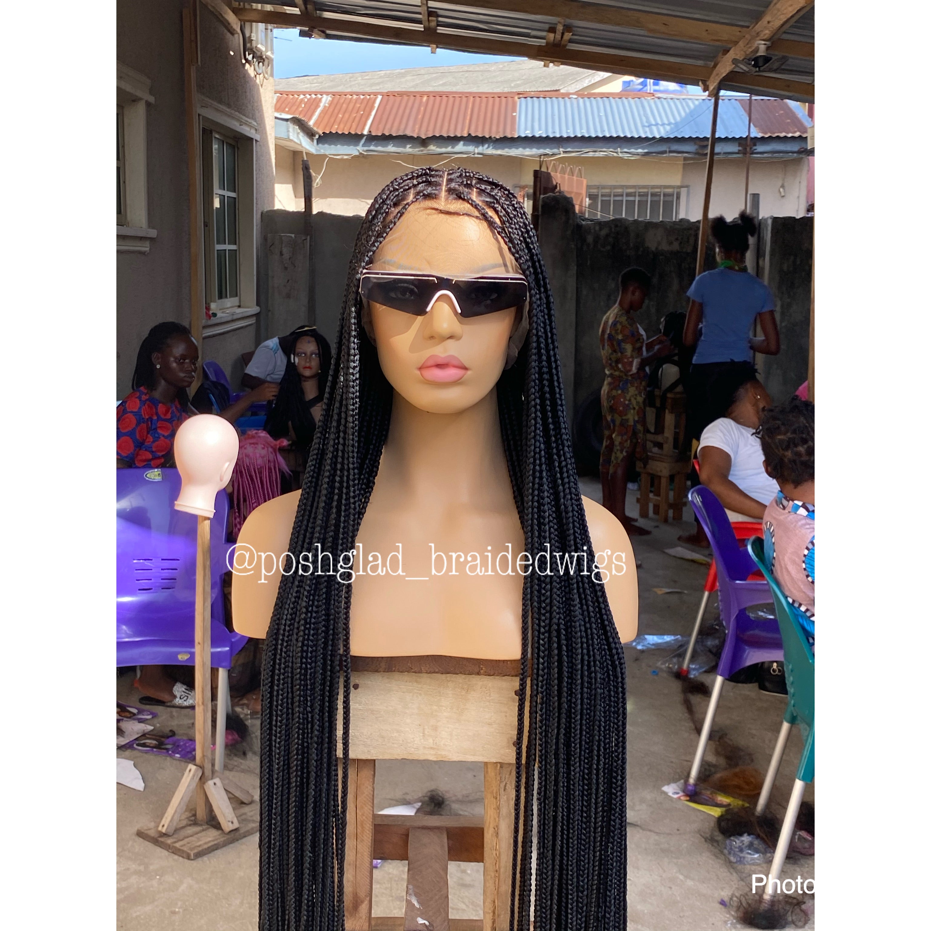 Goddess Knotless Braid Wig, HD Full Lace, Color 1B, Tailbone Length - Daya Goddess Knotless Braid Wig, HD Full Lace, Color 1B, Tailbone Length - Daya