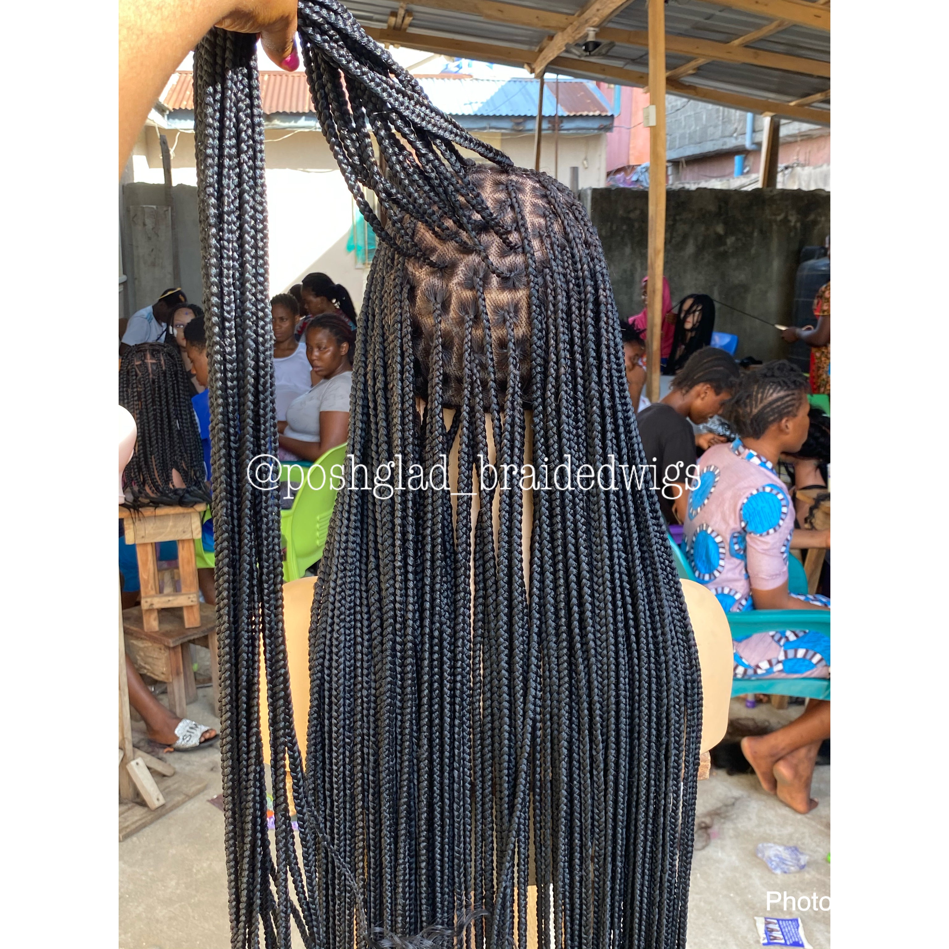 Goddess Knotless Braid Wig, HD Full Lace, Color 1B, Tailbone Length - Daya Goddess Knotless Braid Wig, HD Full Lace, Color 1B, Tailbone Length - Daya