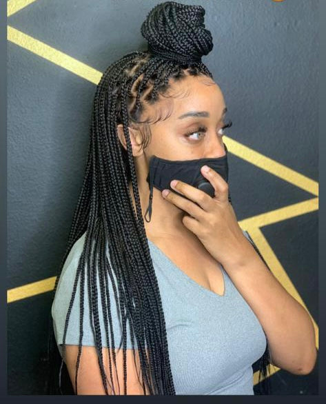 Shade Knotless Braid Wig, Swiss Full Lace, Color 1B (Ready To Ship) Shade Knotless Braid Wig, Swiss Full Lace, Color 1B (Ready To Ship)