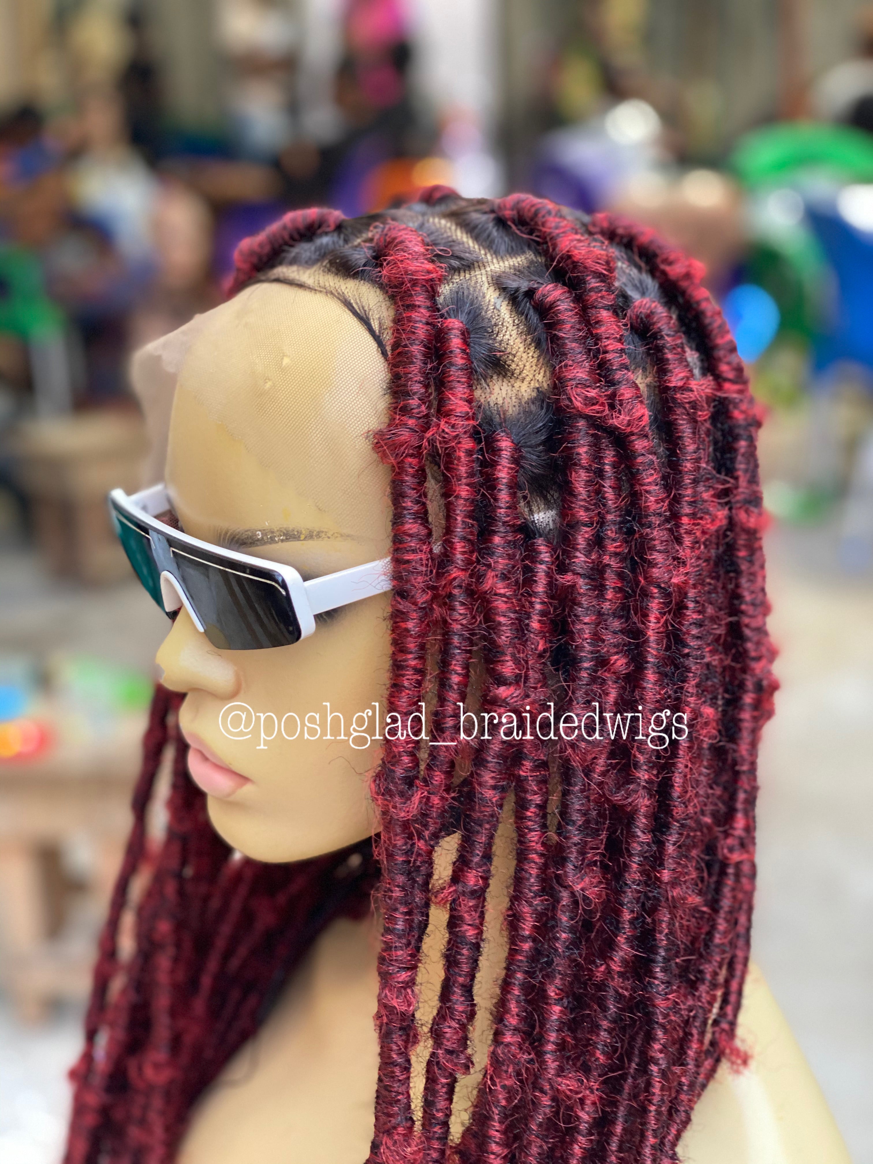 Destress Faux Locs - Wine Color Fire Red Ombré - Rosemary Destress Faux Locs - Wine Color Fire Red Ombré - Rosemary