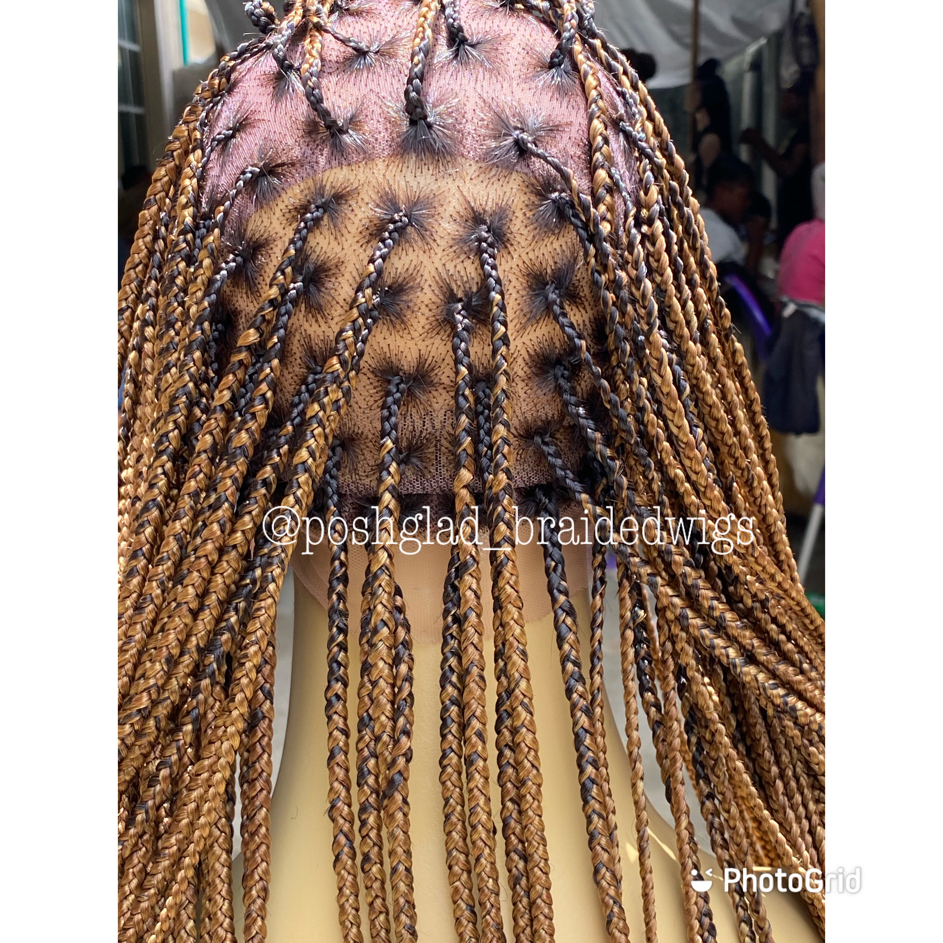 Shade Knotless Braid Wig, Full Lace, Color mix, Waist Length, Glueless Shade Knotless Braid Wig, Full Lace, Color mix, Waist Length, Glueless