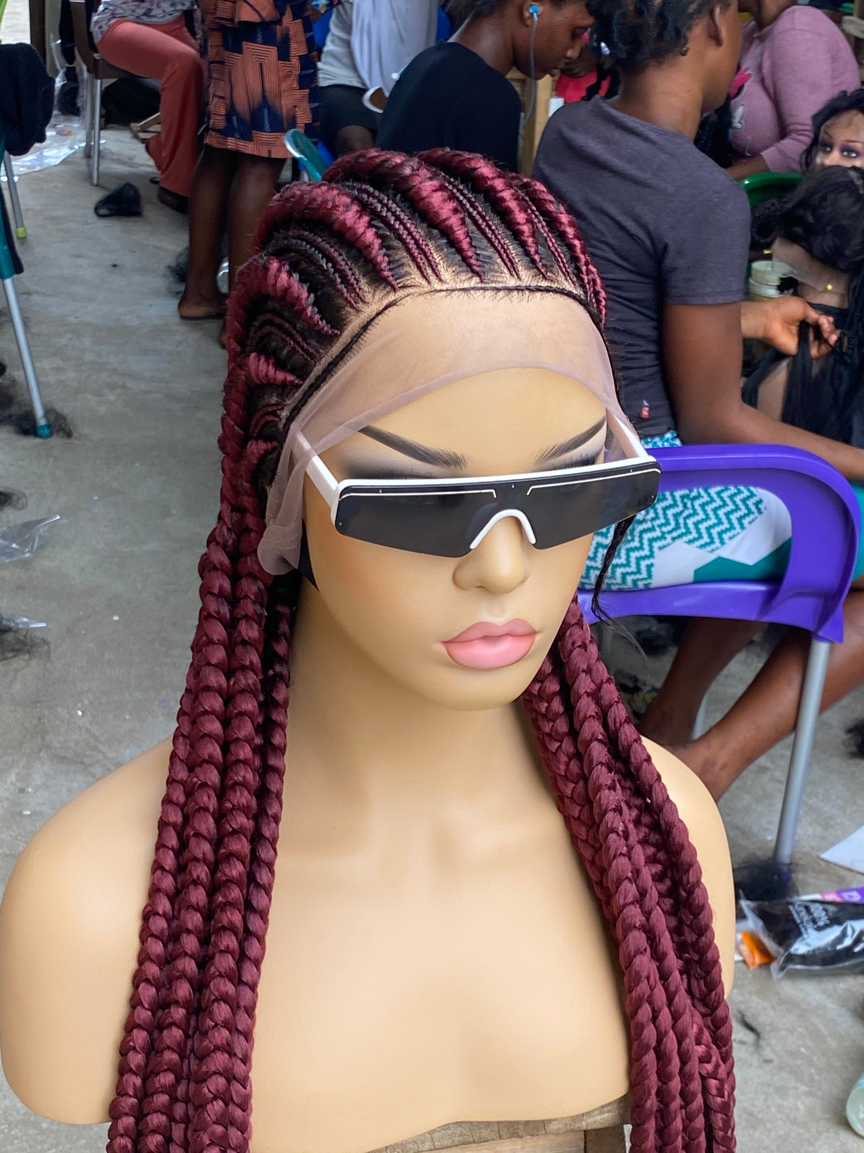 Cornrow Braid Wig - All Back Wine Color - Fatou Cornrow Braid Wig - All Back Wine Color - Fatou
