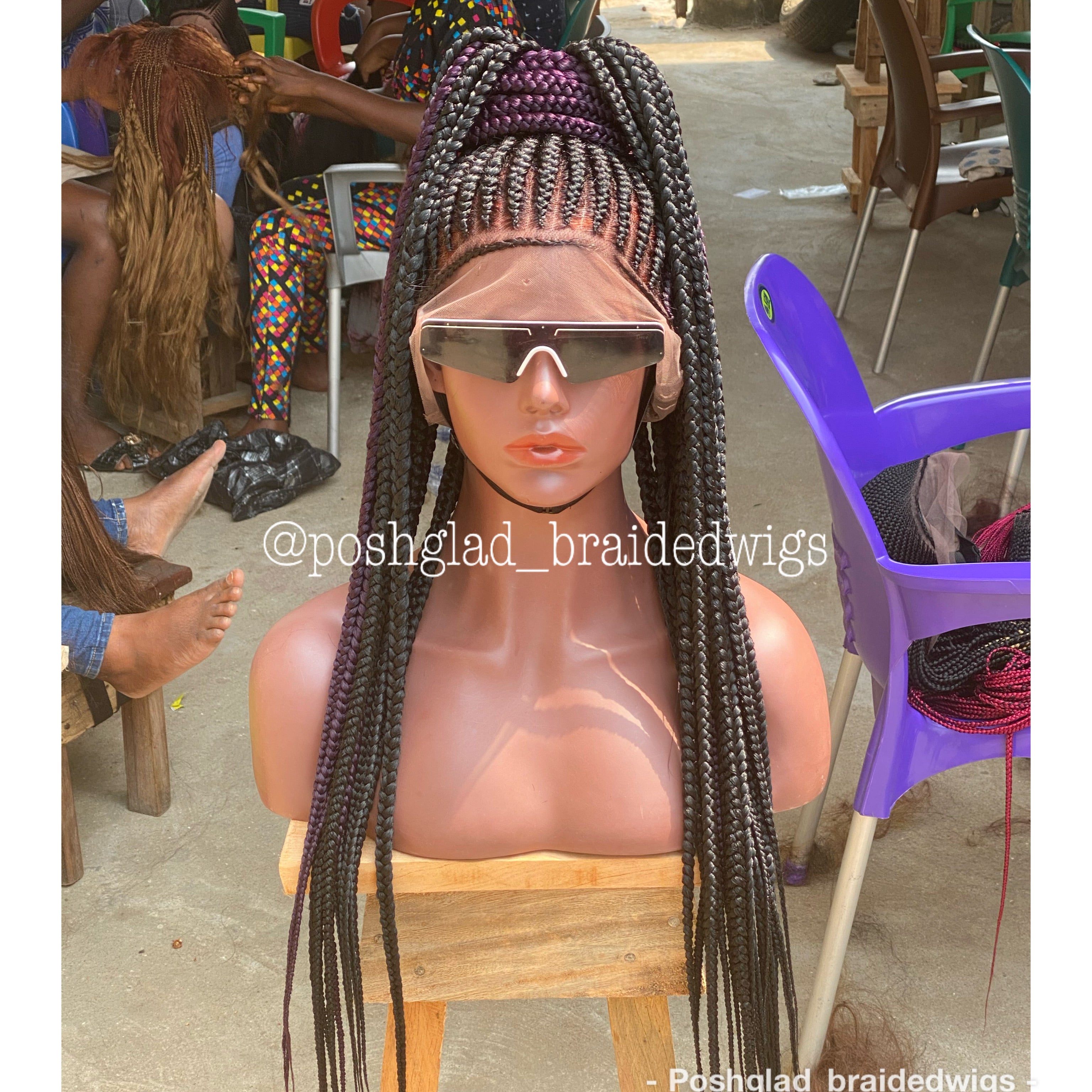 Cornrow Braid Wig - Full Lace Purple Mix - Avalon Cornrow Braid Wig - Full Lace Purple Mix - Avalon