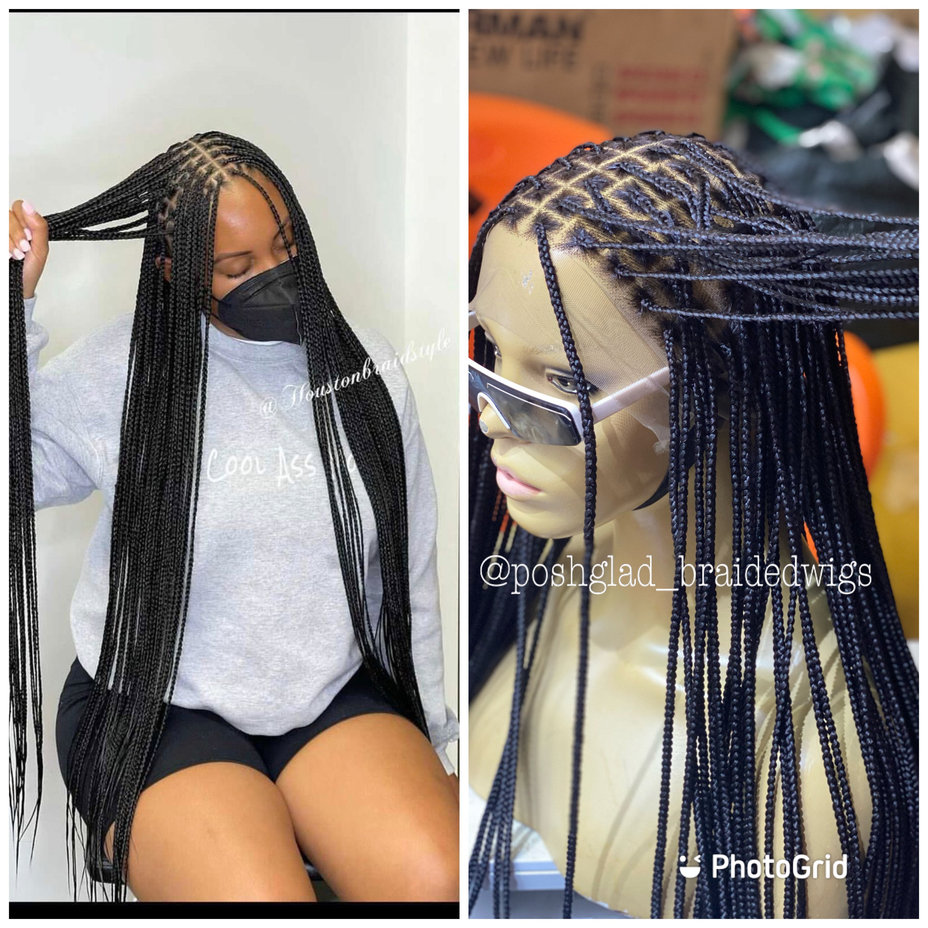 Knotless Braid Wig, Swiss Full Lace, Color 1, Glueless, Small Knots - Patsy Knotless Braid Wig, Swiss Full Lace, Color 1, Glueless, Small Knots - Patsy