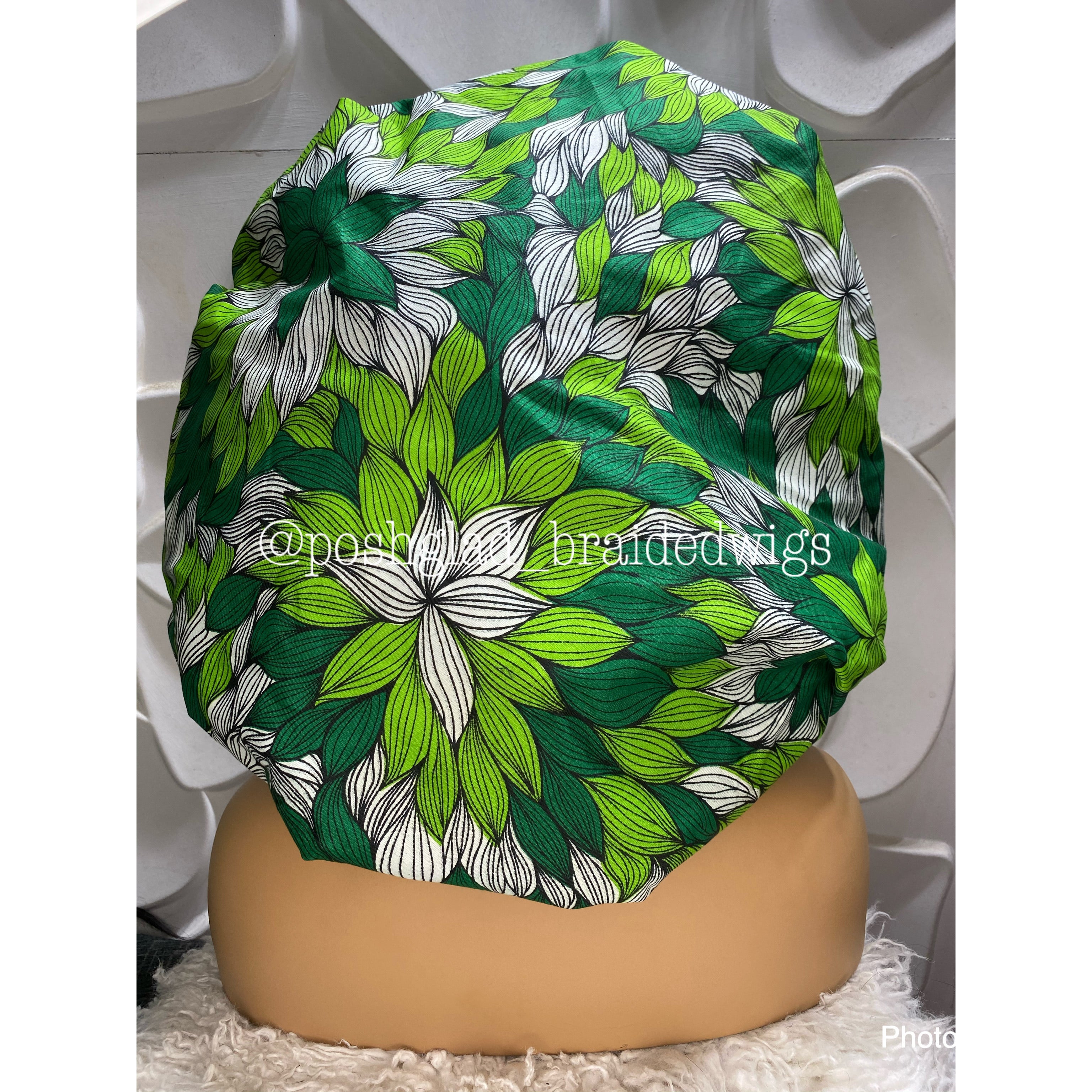 Green Fabric Made Hair Bonnet & Nose Mask Green Fabric Made Hair Bonnet & Nose Mask