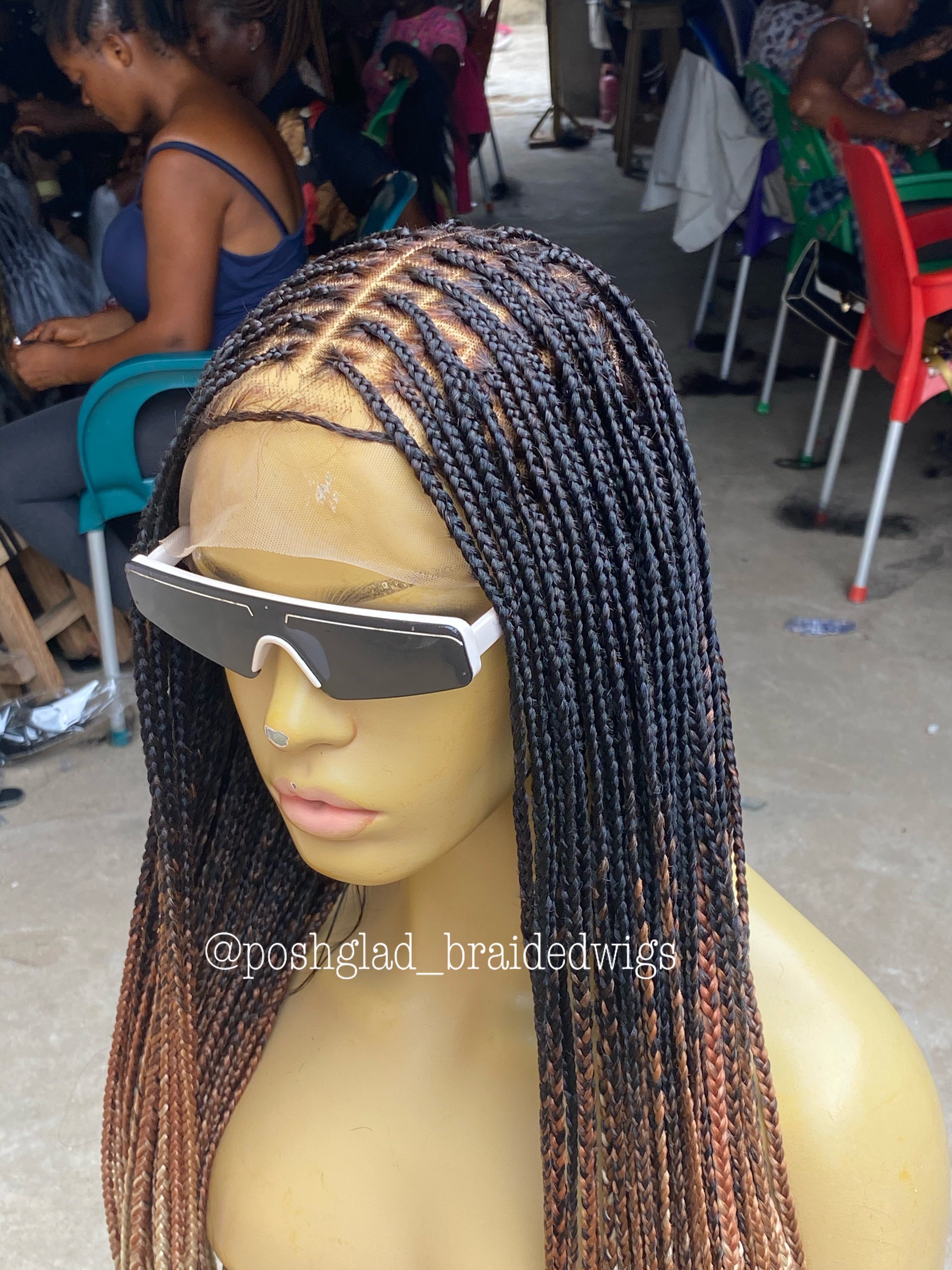 Knotless Braid Wig, Swiss Full Lace, Threetone Color, Waist Length - Gabrielle Knotless Braid Wig, Swiss Full Lace, Threetone Color, Waist Length - Gabrielle