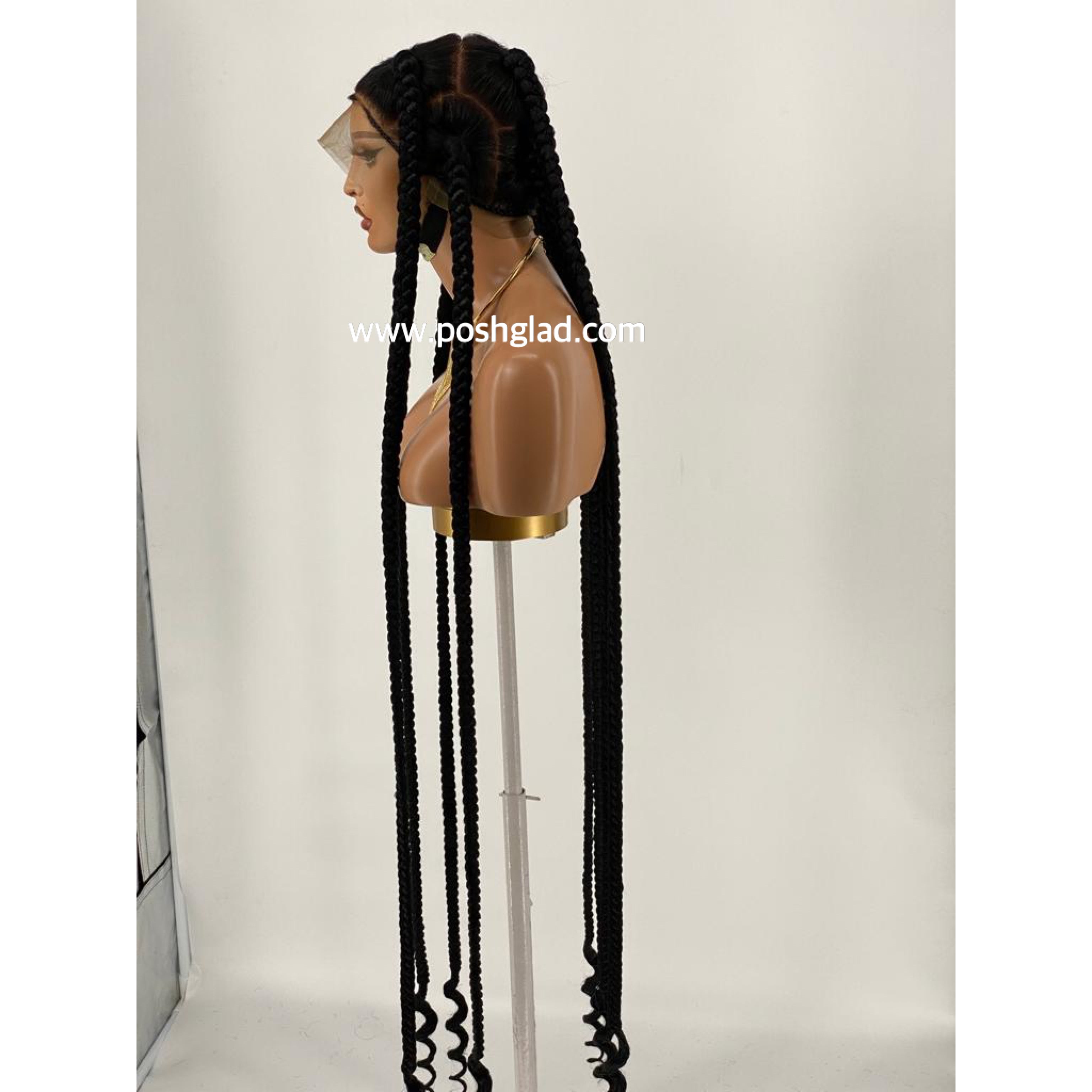 Large Jumbo Knotless Spiral Tip (100% Human Hair Full Lace Base) Color 1B - Jessie Large Jumbo Knotless Spiral Tip (100% Human Hair Full Lace Base) Color 1B - Jessie
