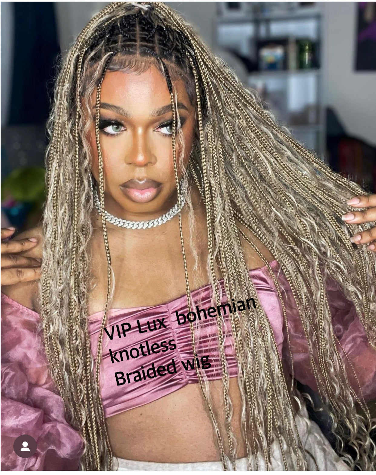 BOHEMIAN KNOTLESS BRAID WIG, FULL LACE, WAIST, VIP LUX COLOR BOHEMIAN KNOTLESS BRAID WIG, FULL LACE, WAIST, VIP LUX COLOR
