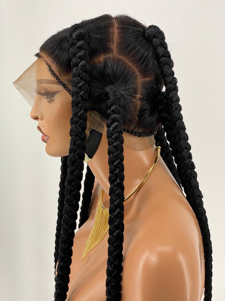 Large Jumbo Knotless Spiral Tip (100% Human Hair Full Lace Base) Color 1B - Jessie Large Jumbo Knotless Spiral Tip (100% Human Hair Full Lace Base) Color 1B - Jessie