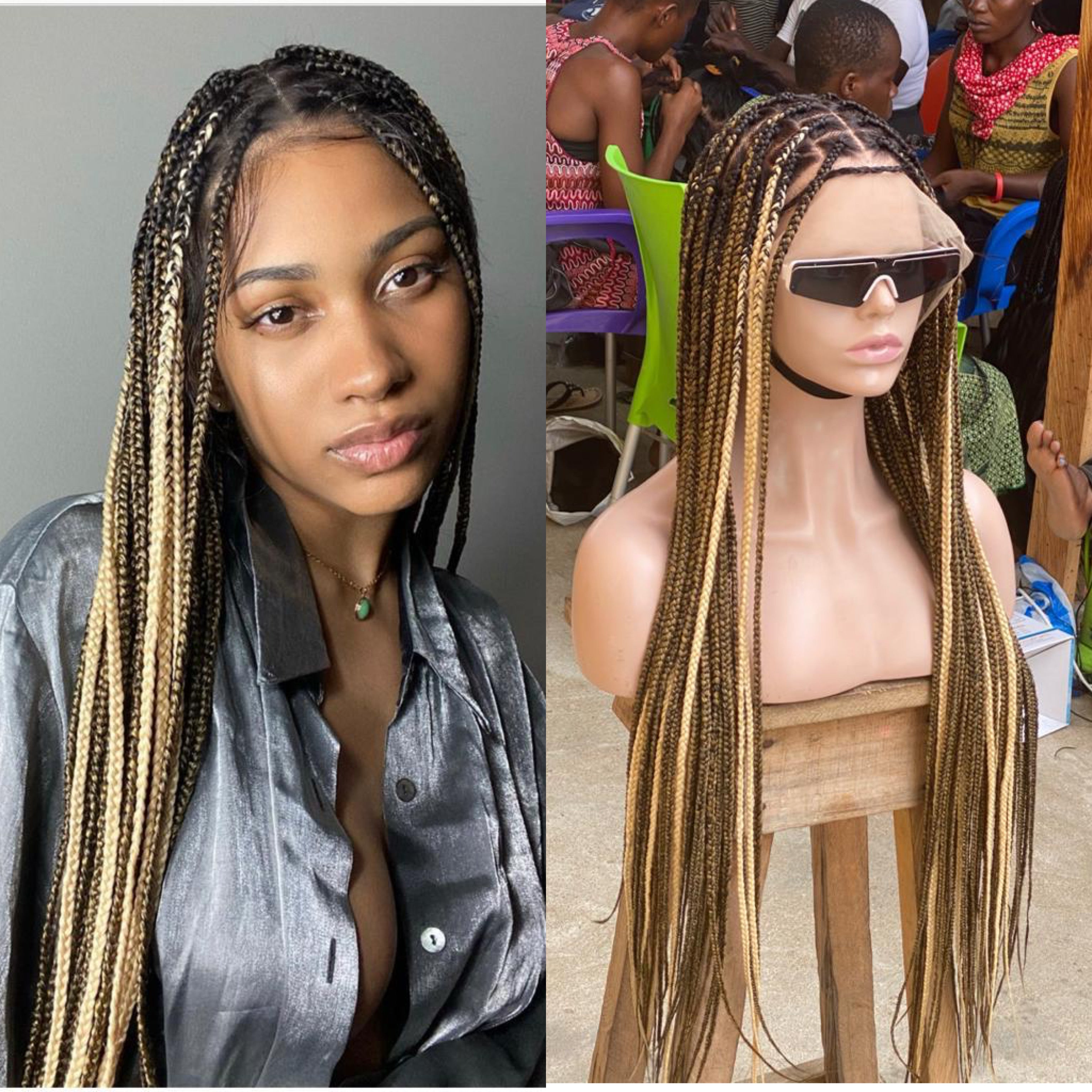 Knotless Braid Wig (Full Lace Custom Color) Glueless, Scalp-Looking Knotless Braid Wig (Full Lace Custom Color) Glueless, Scalp-Looking