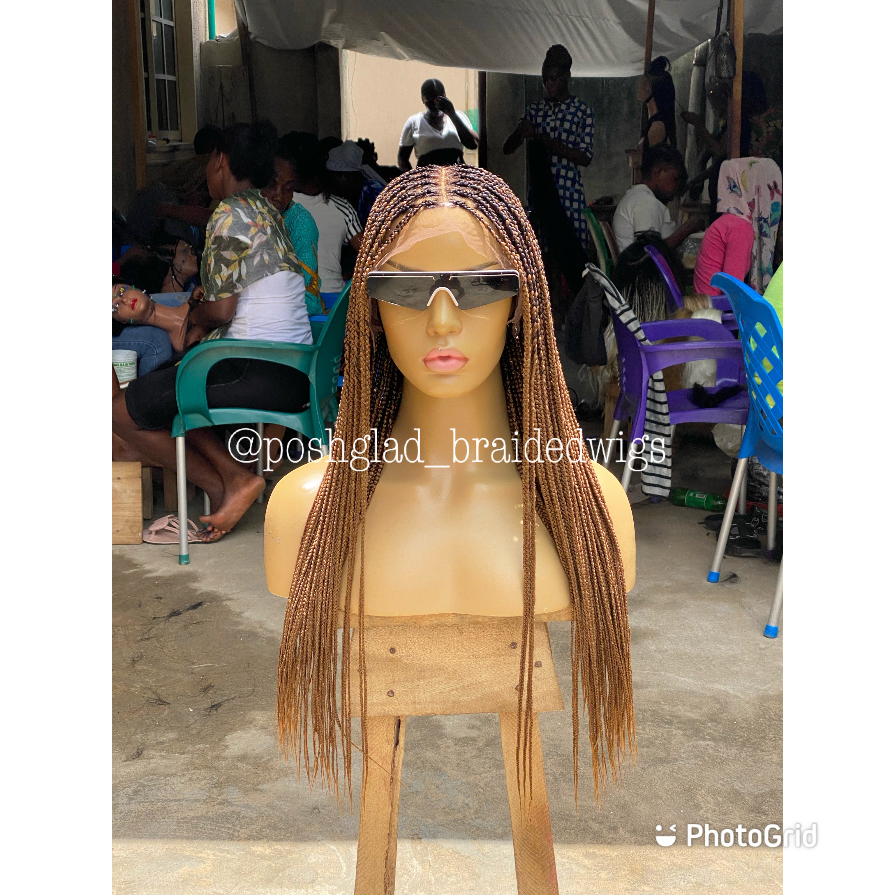 Shade Knotless Braid Wig, Full Lace, Color mix, Waist Length, Glueless Shade Knotless Braid Wig, Full Lace, Color mix, Waist Length, Glueless