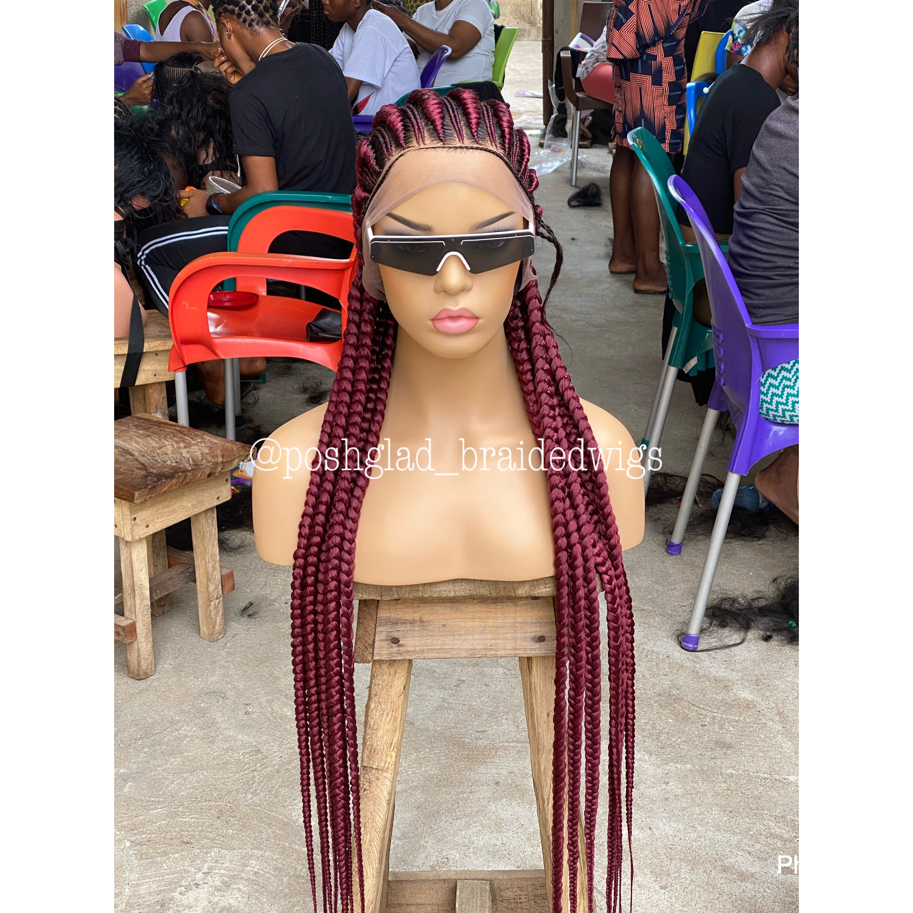 Cornrow Braid Wig - All Back Wine Color - Fatou Cornrow Braid Wig - All Back Wine Color - Fatou