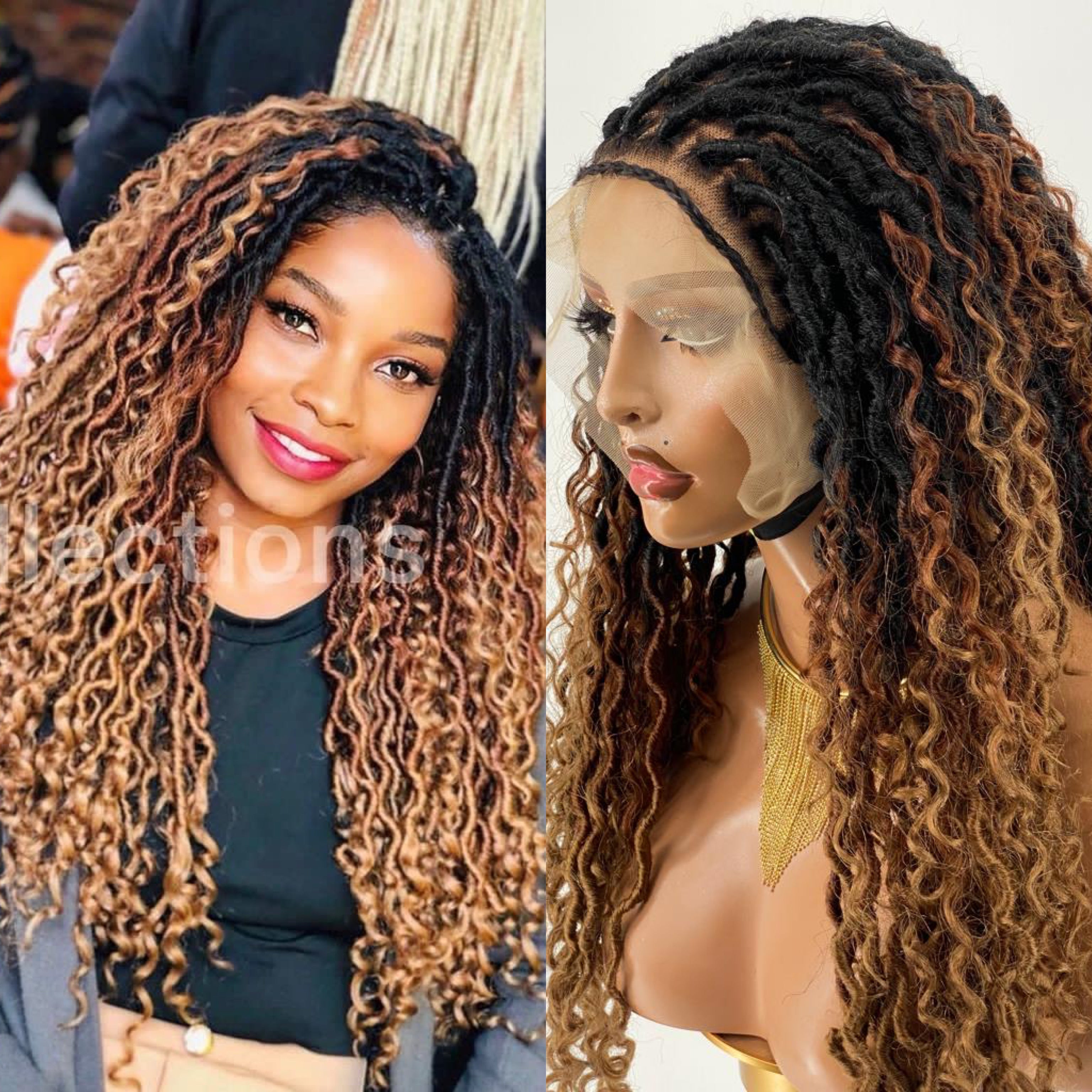 Faux Locs Wig, Full Lace, Color 1B30, Bra strap Length - Ready To Ship Faux Locs Wig, Full Lace, Color 1B30, Bra strap Length - Ready To Ship