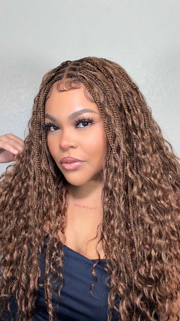 BOHEMIAN KNOTLESS BRAID WIG, FULL LACE, WAIST, VIP LUX COLOR
